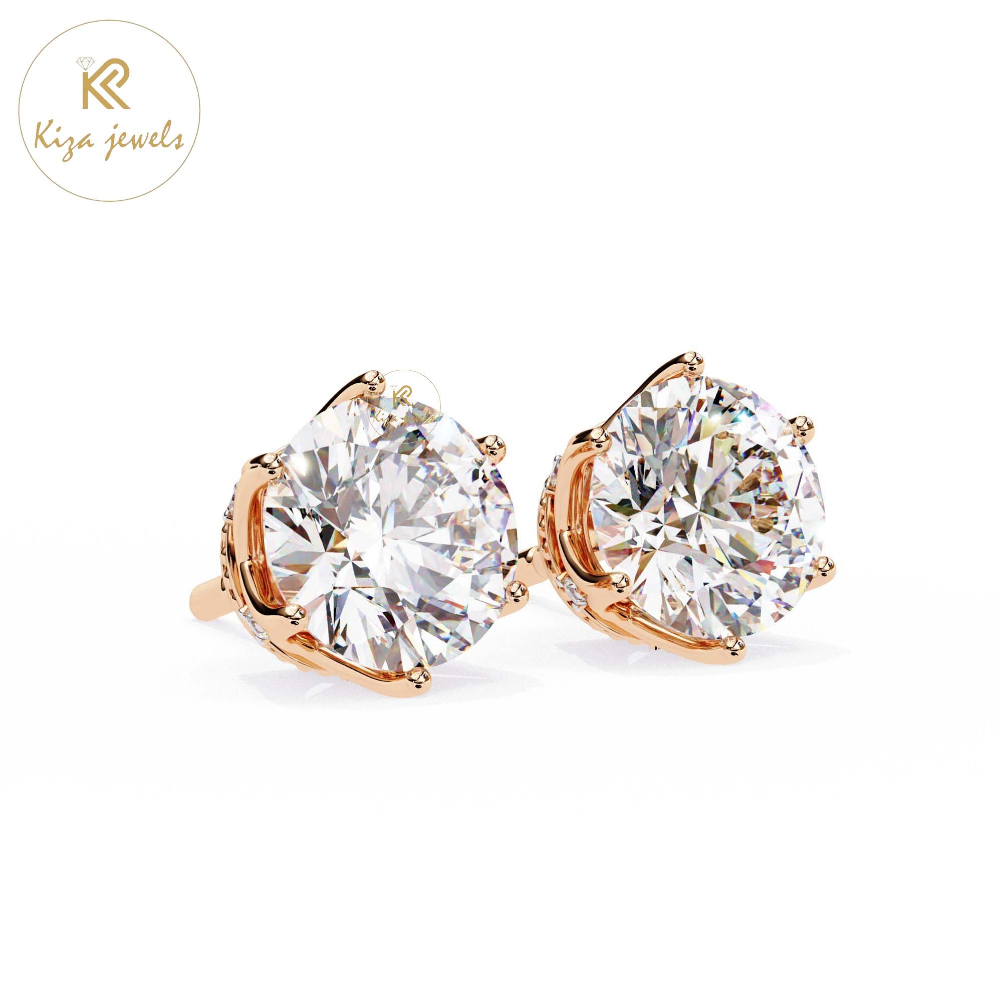 2.62 TDW Round Cut Diamond Stud Earring