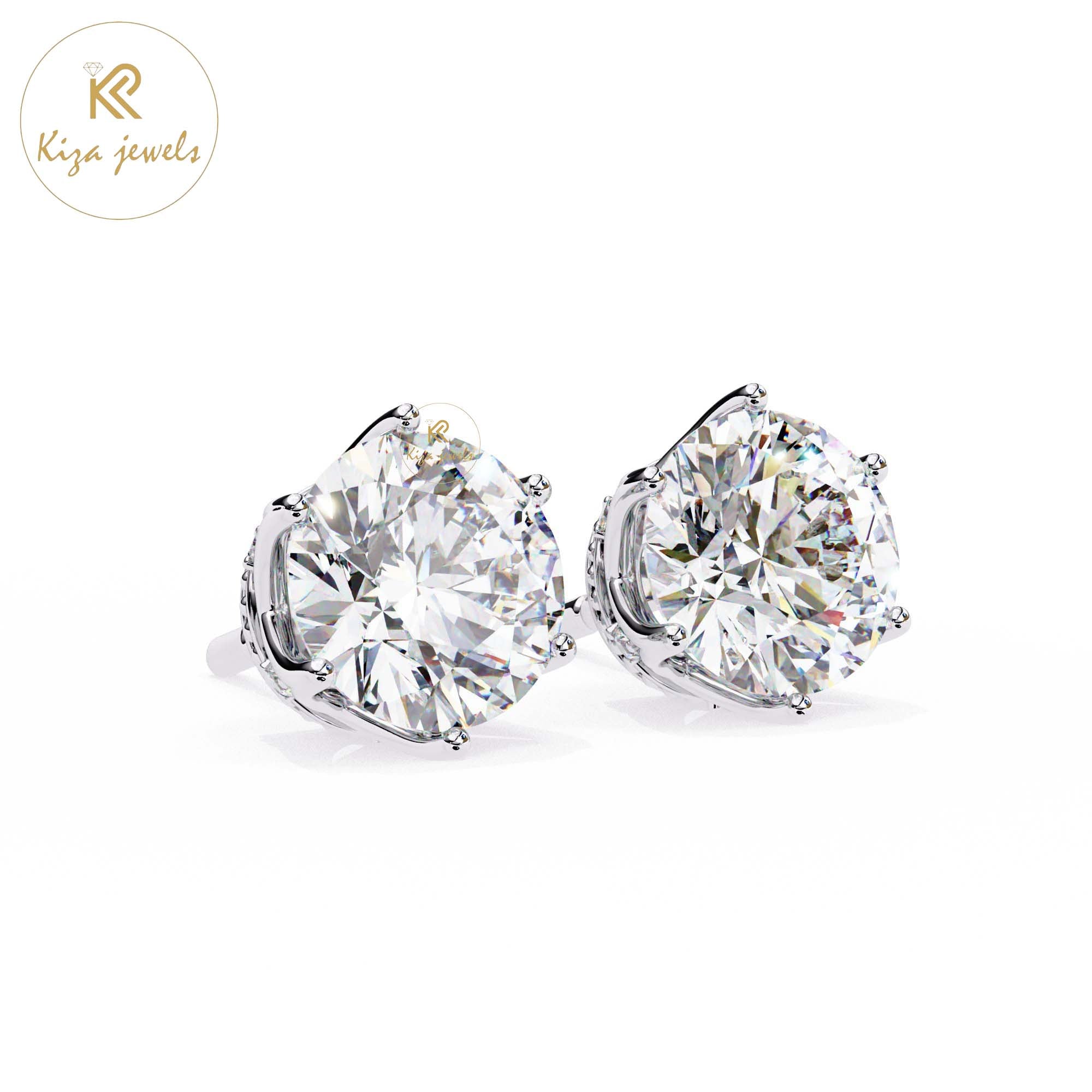 2.62 TDW Round Cut Diamond Stud Earring