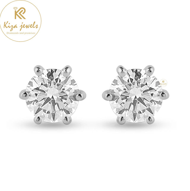 1.04 TDW Round Cut Diamond Stud Earring