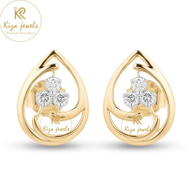 0.21 TDW Round Cut Leaf Diamond Stud Earring