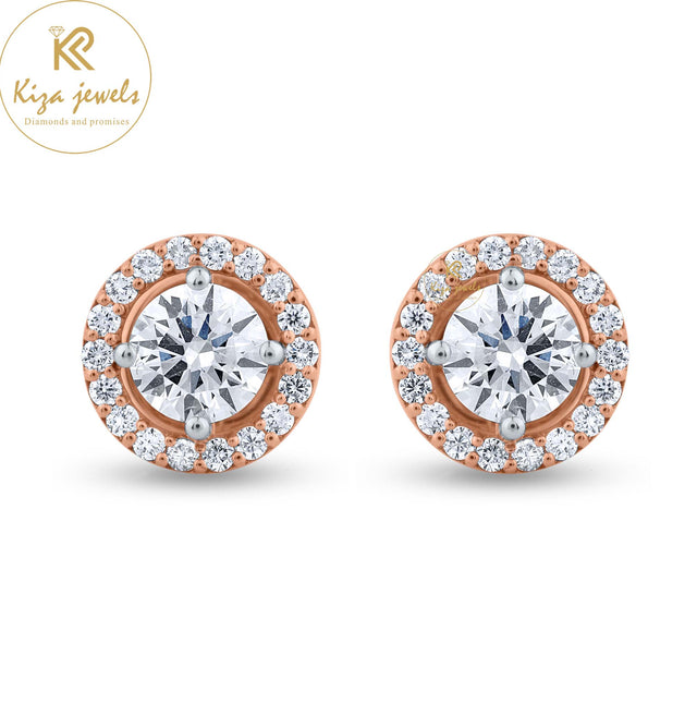 1.58 TDW Round Brilliant Cut Diamond Stud Earring