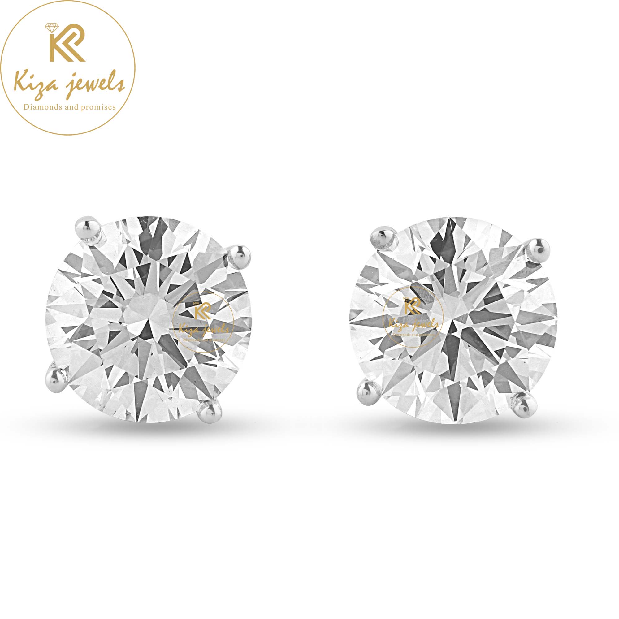 1.68 TDW Round Cut Diamond Stud Earring