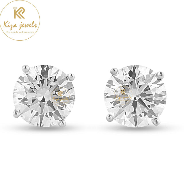 1.68 TDW Round Cut Diamond Stud Earring