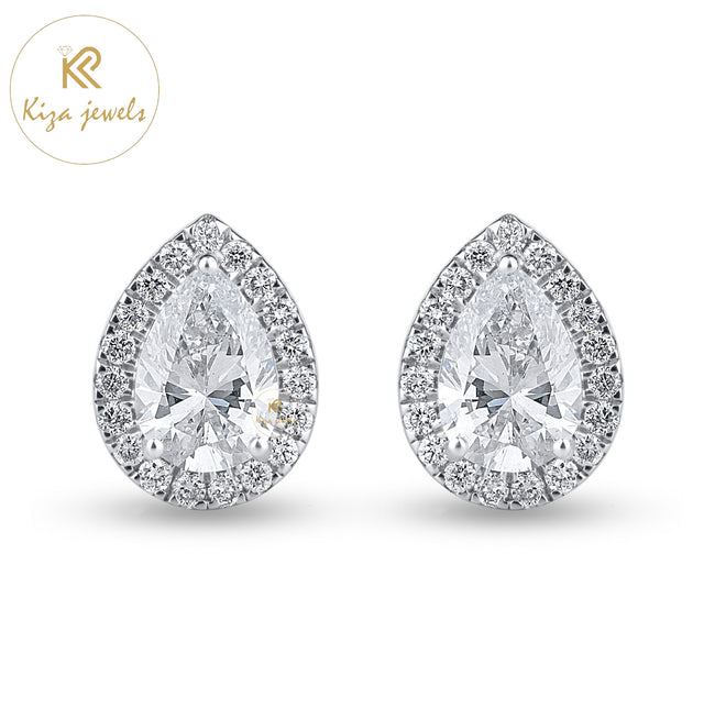 1.55 TDW Pear & Round Cut Diamond Stud Earring