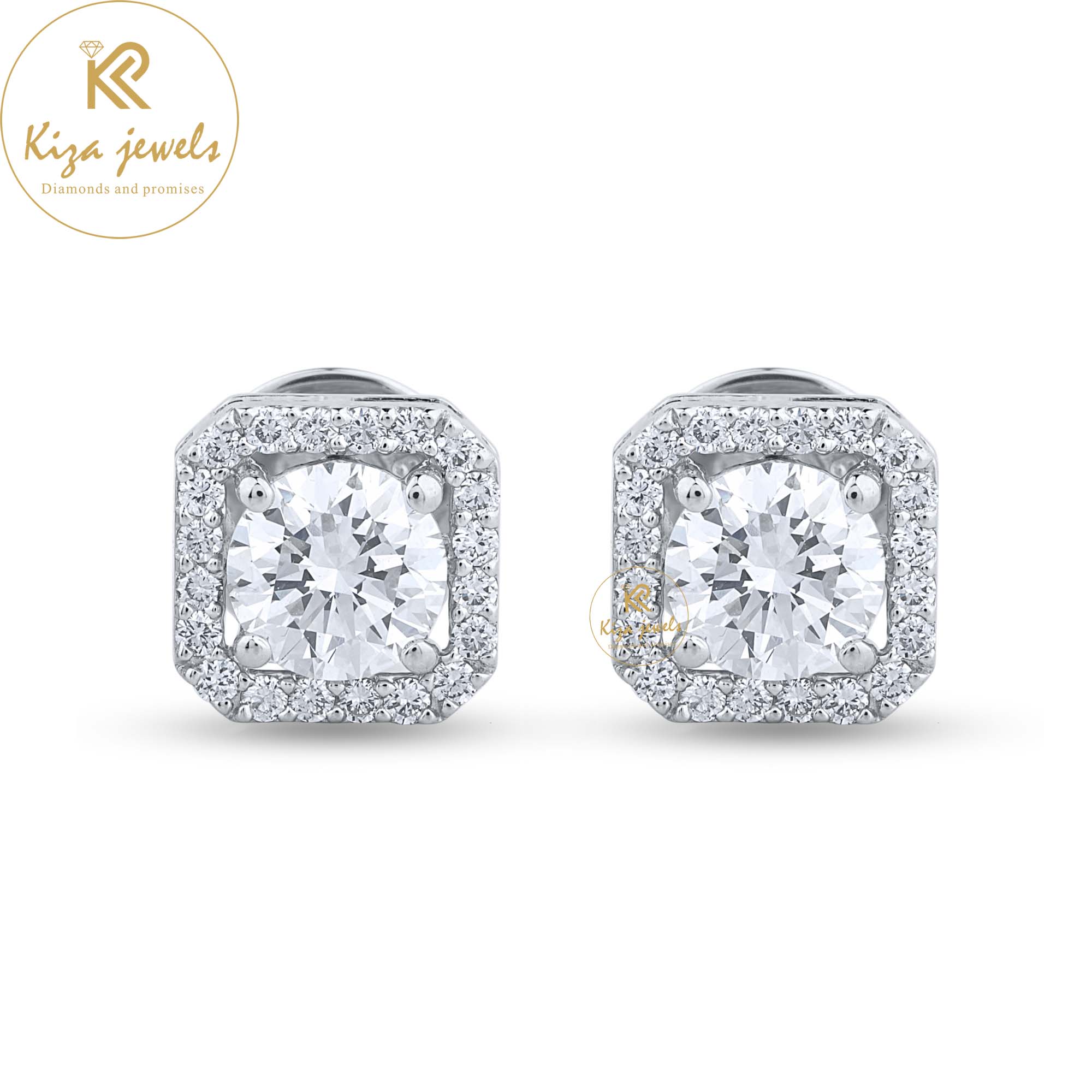 1.28 TDW Round Brilliant Cut Diamond Stud Earring