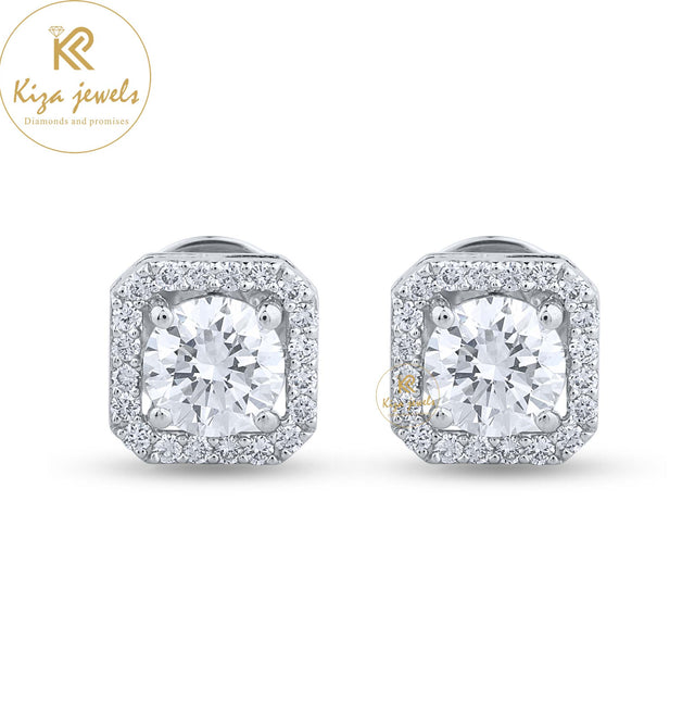 1.28 TDW Round Brilliant Cut Diamond Stud Earring