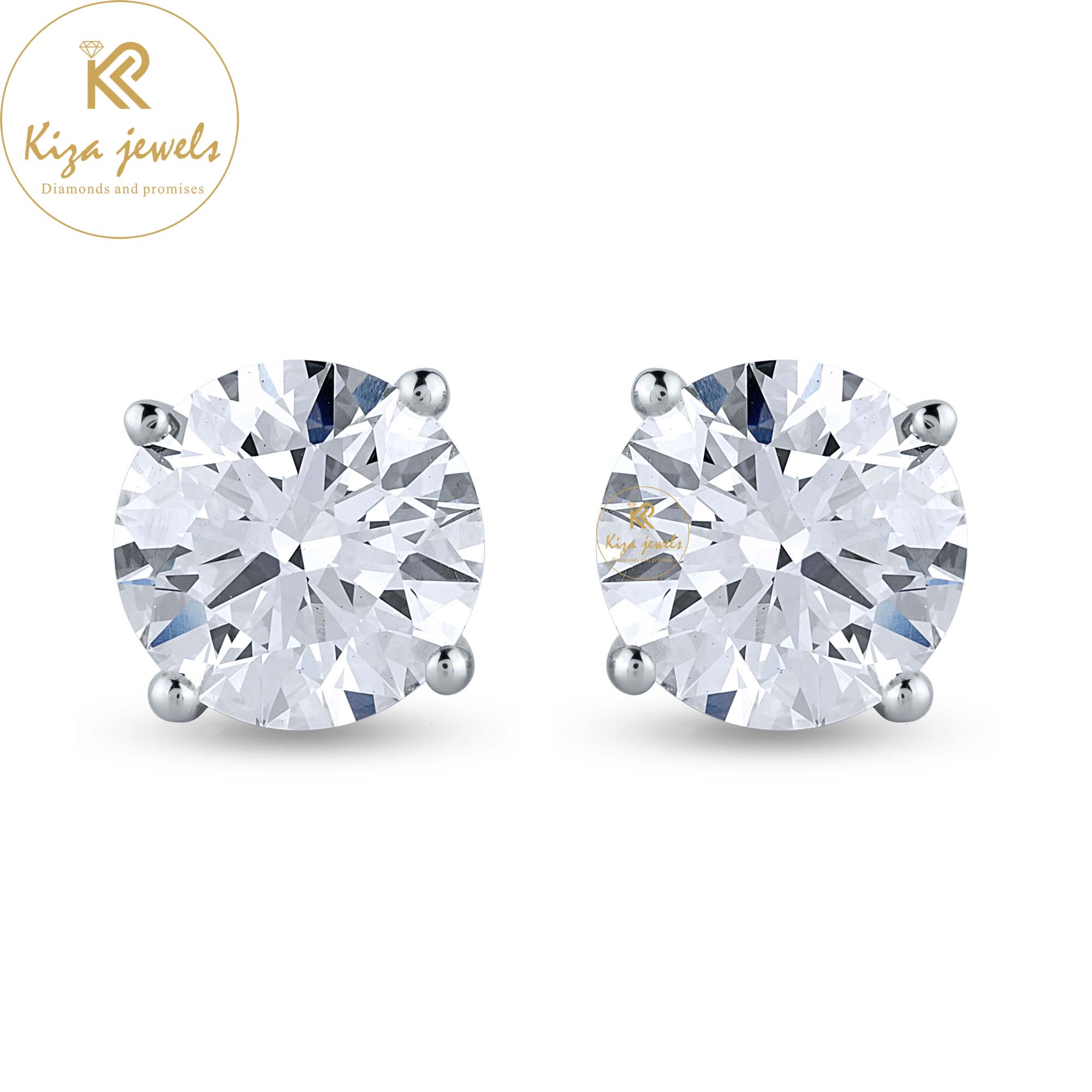 4.00 TDW Round Cut Diamond Stud Earring