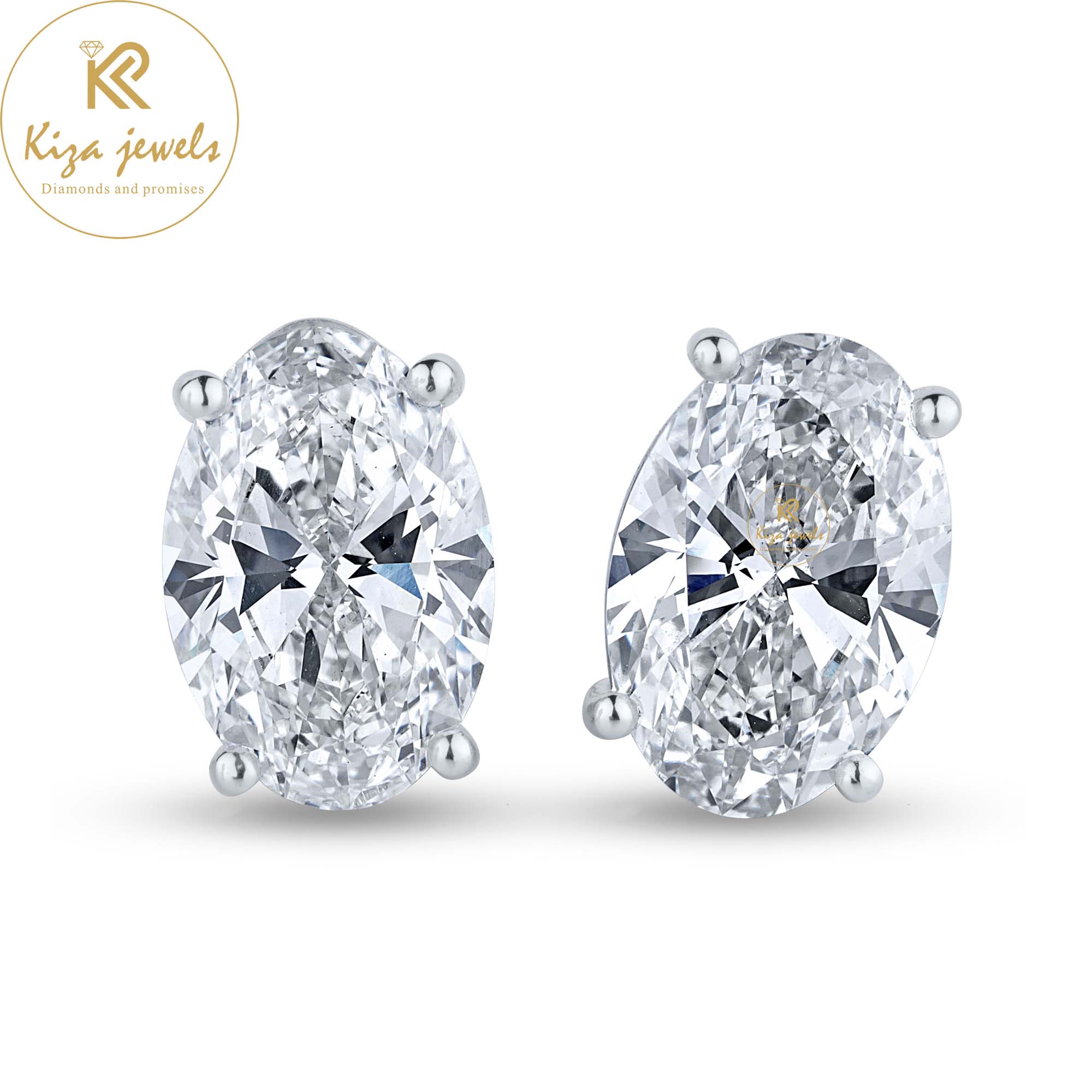 4.00 TDW Oval Cut Diamond Stud Earring