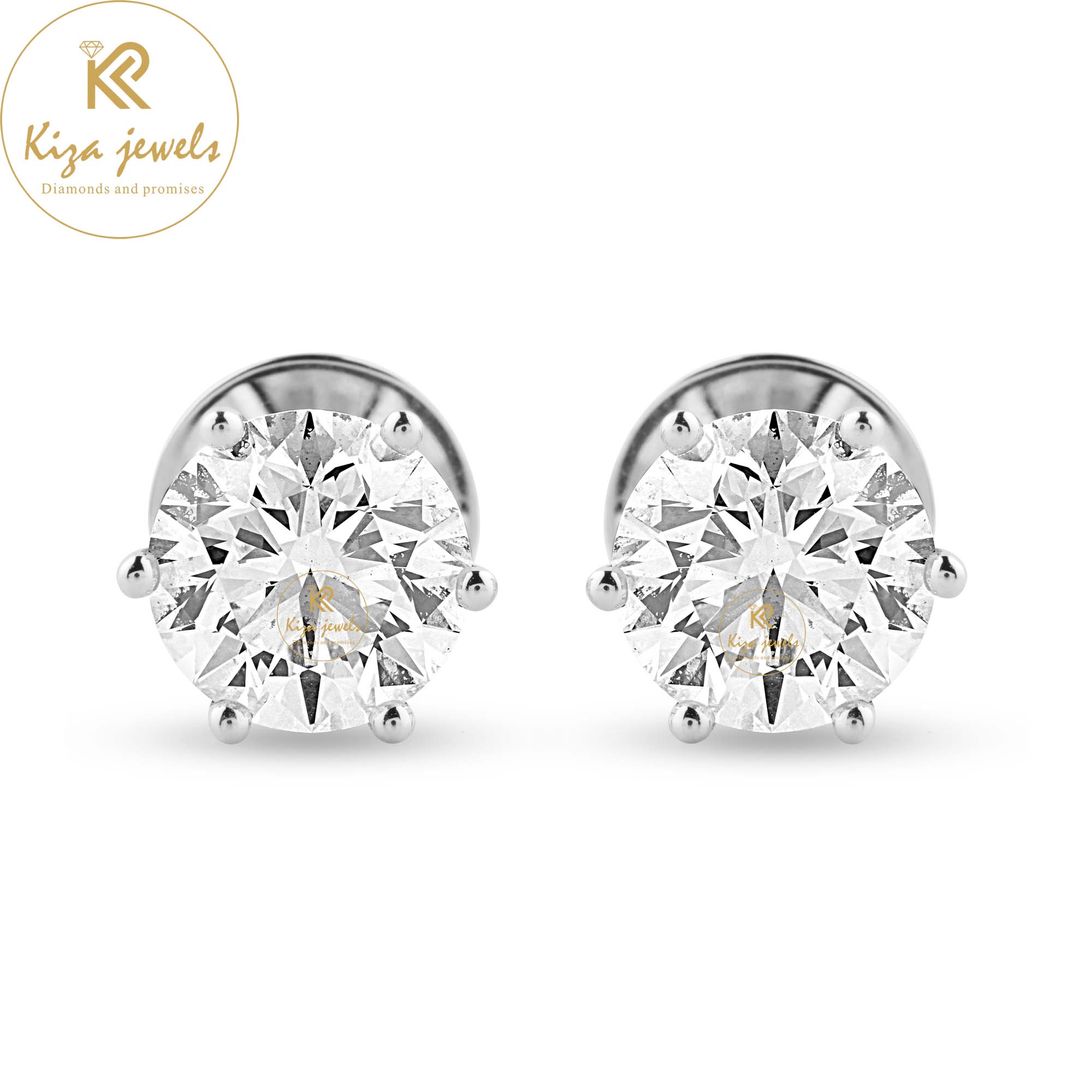 1.60 TDW Round Cut Diamond Stud Earring