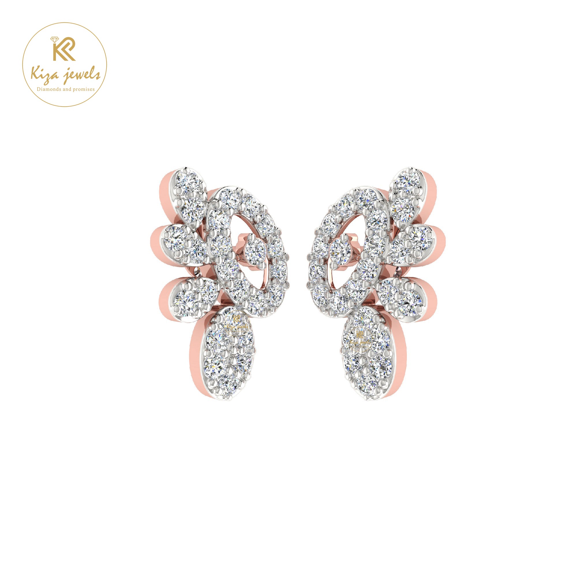 0.57 TDW Round Cut Diamond Women's Stud Earring