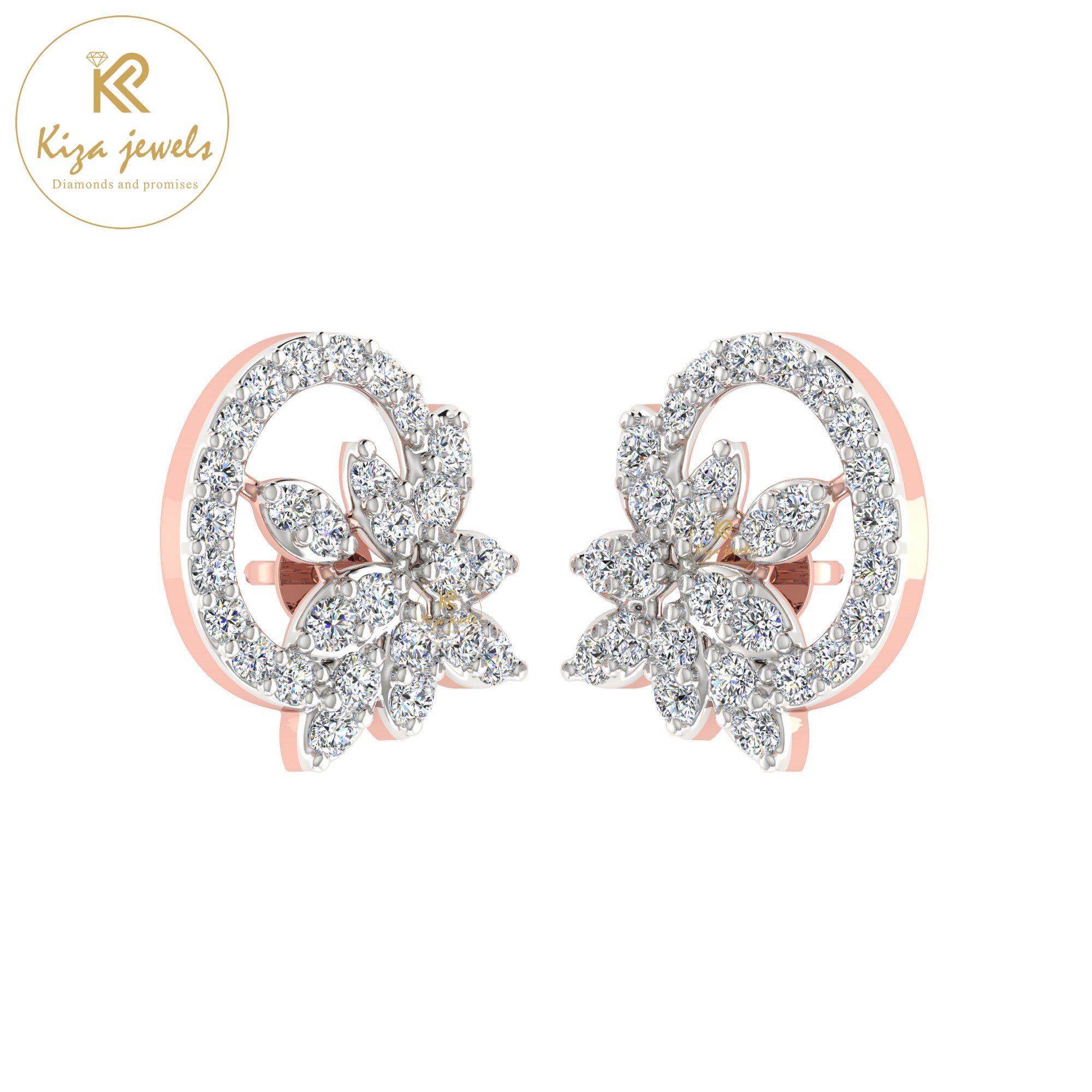 0.69 TDW Round Cut Diamond Women's Stud Earring
