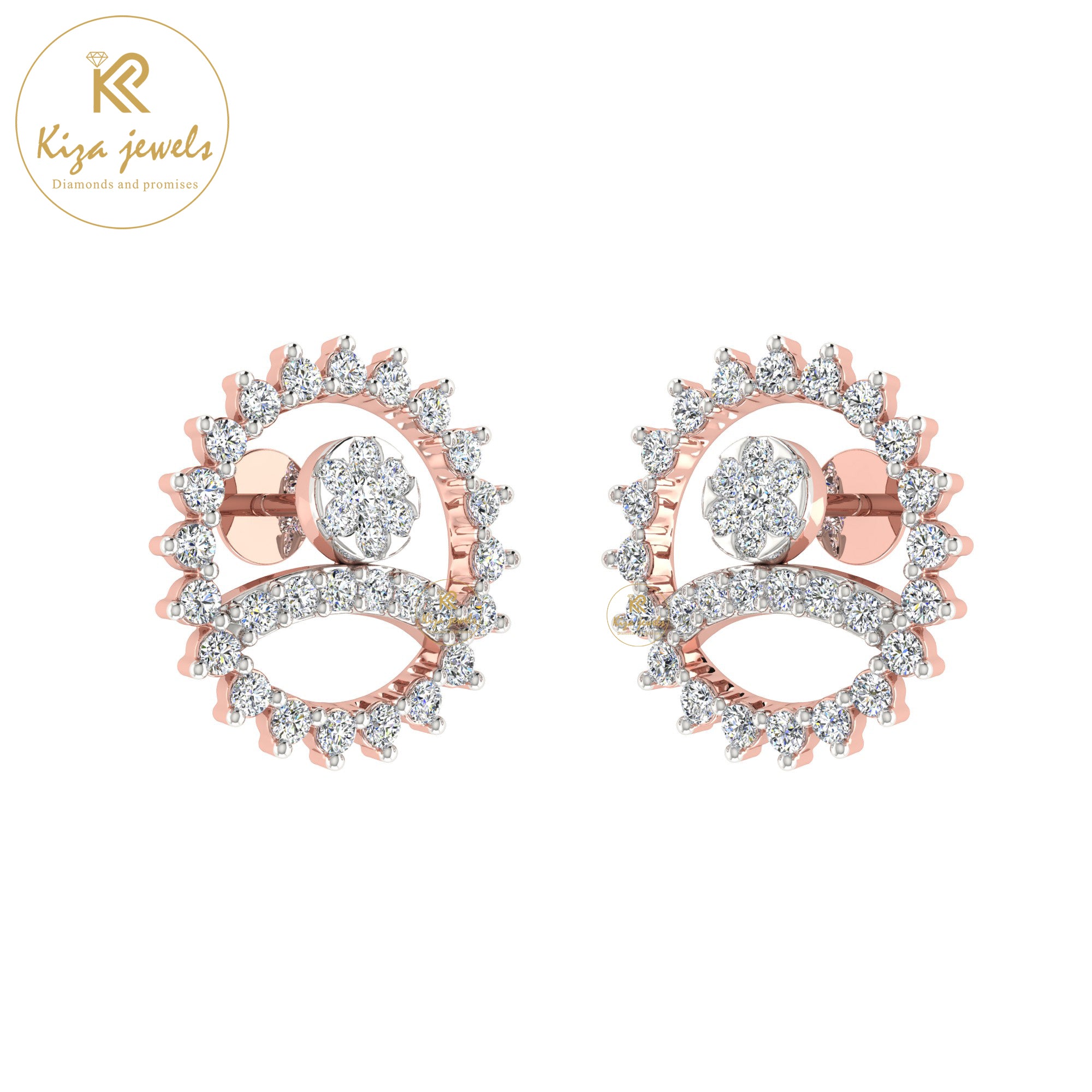 0.49 TDW Round Cut Diamond Women's Stud Earring