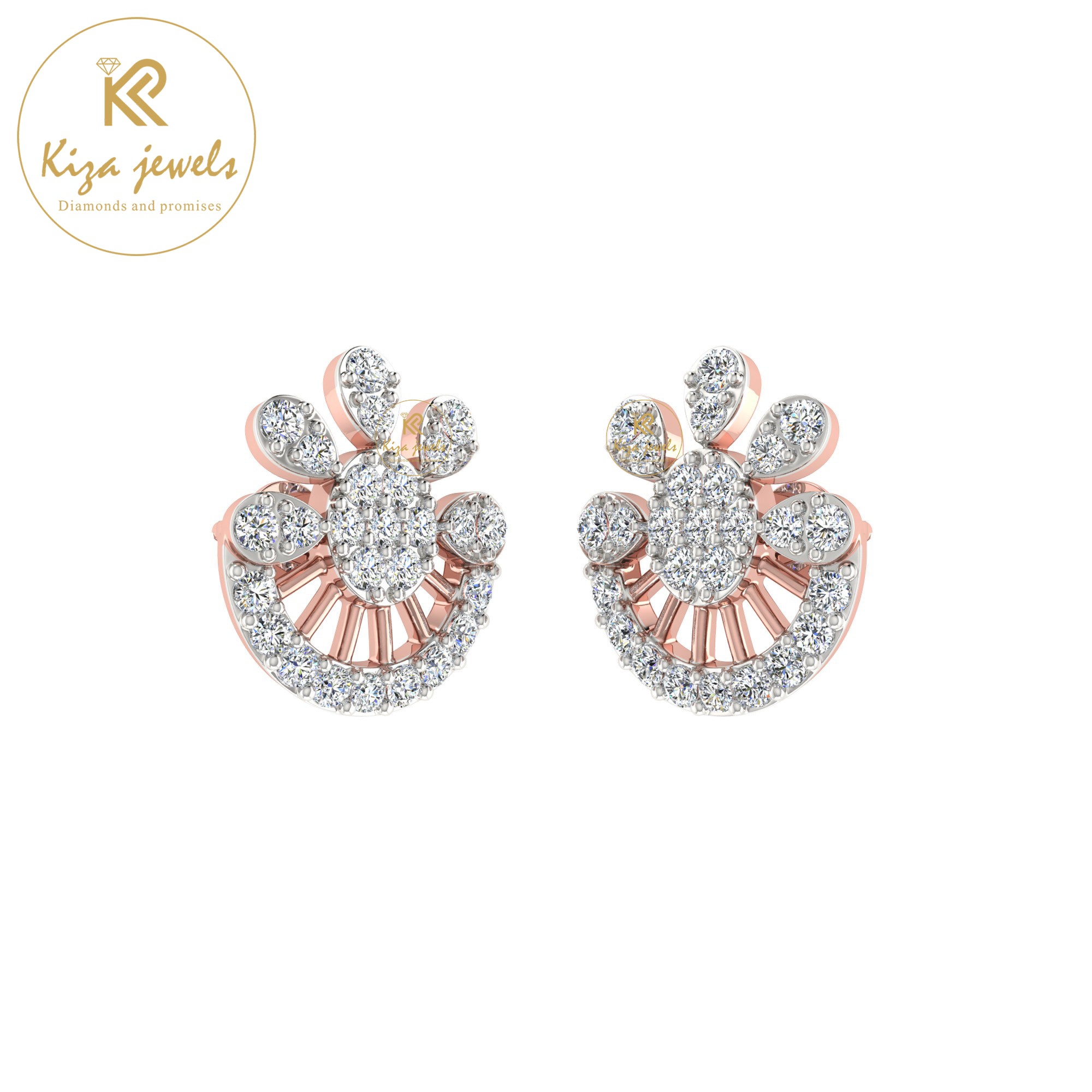0.52 TDW Round Cut Diamond Women's Stud Earring