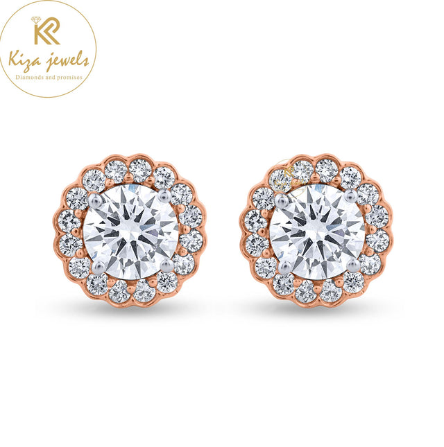 1.71 TDW Round Brilliant Cut Diamond Stud Earring