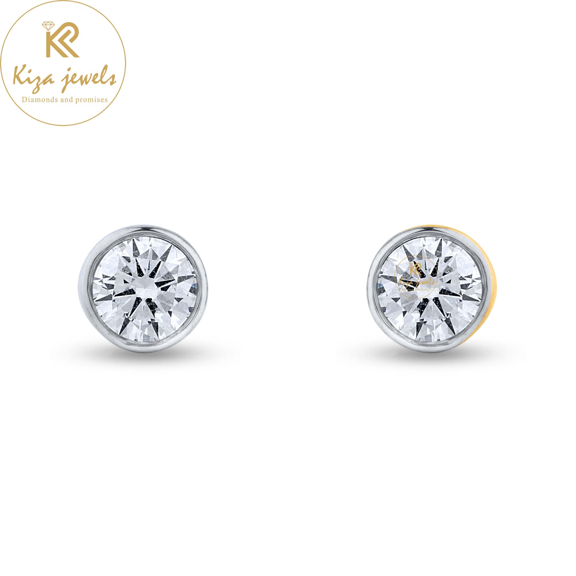 0.32 TDW Round Cut Diamond Yellow/White Gold Stud Earring