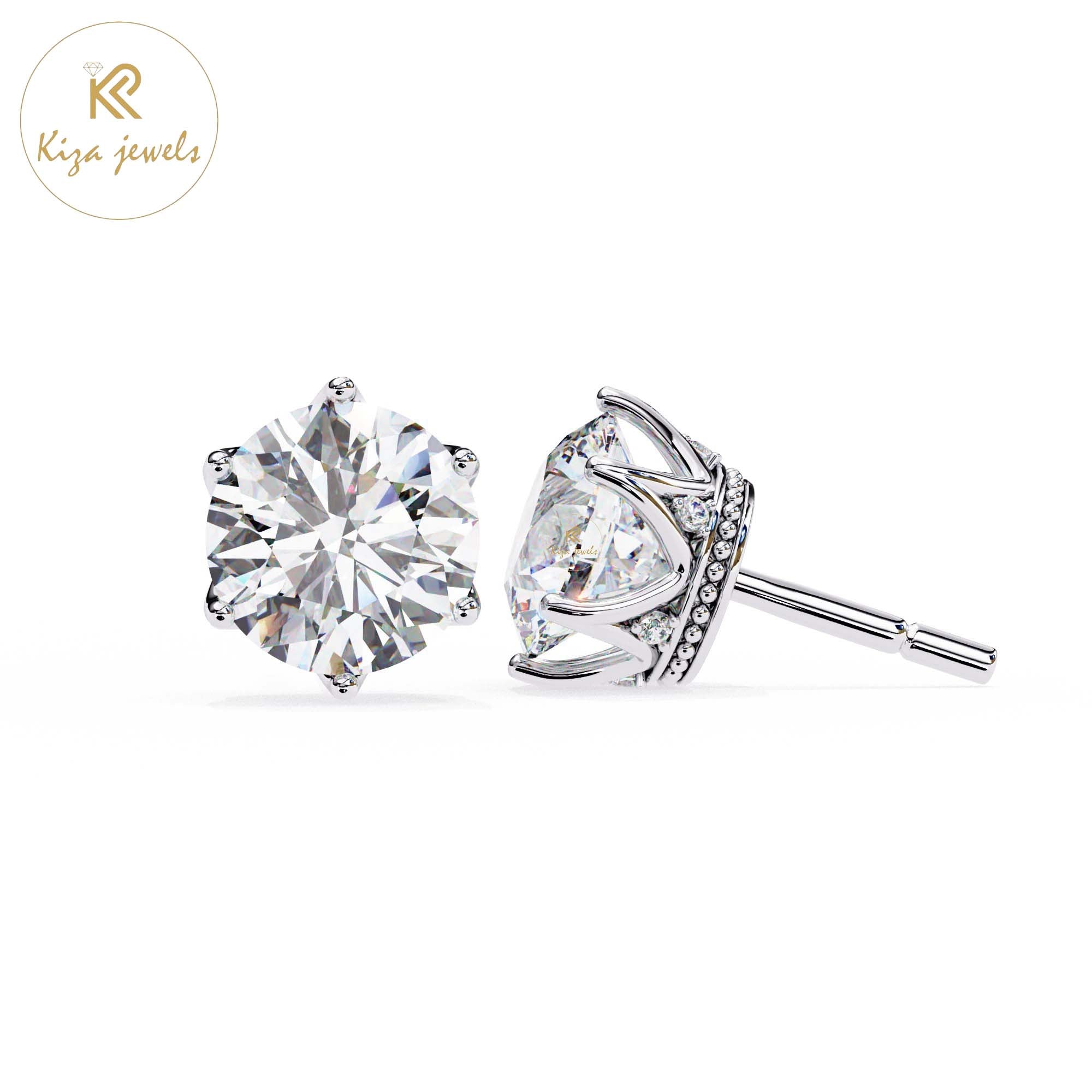 2.62 TDW Round Cut Diamond Stud Earring