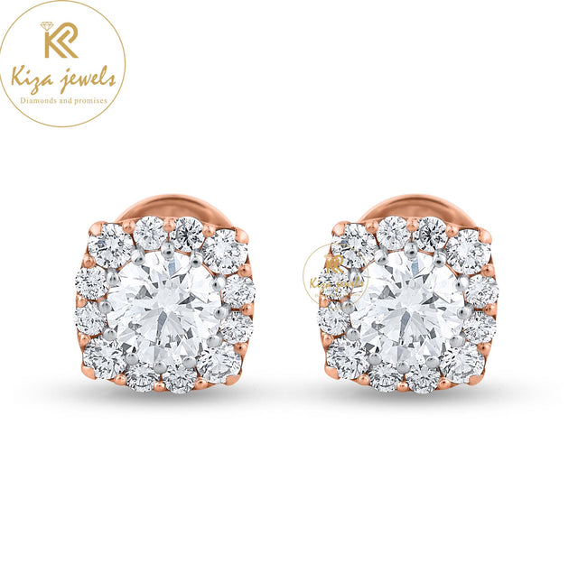 1.81 TDW Round Brilliant Cut Diamond Stud Earring