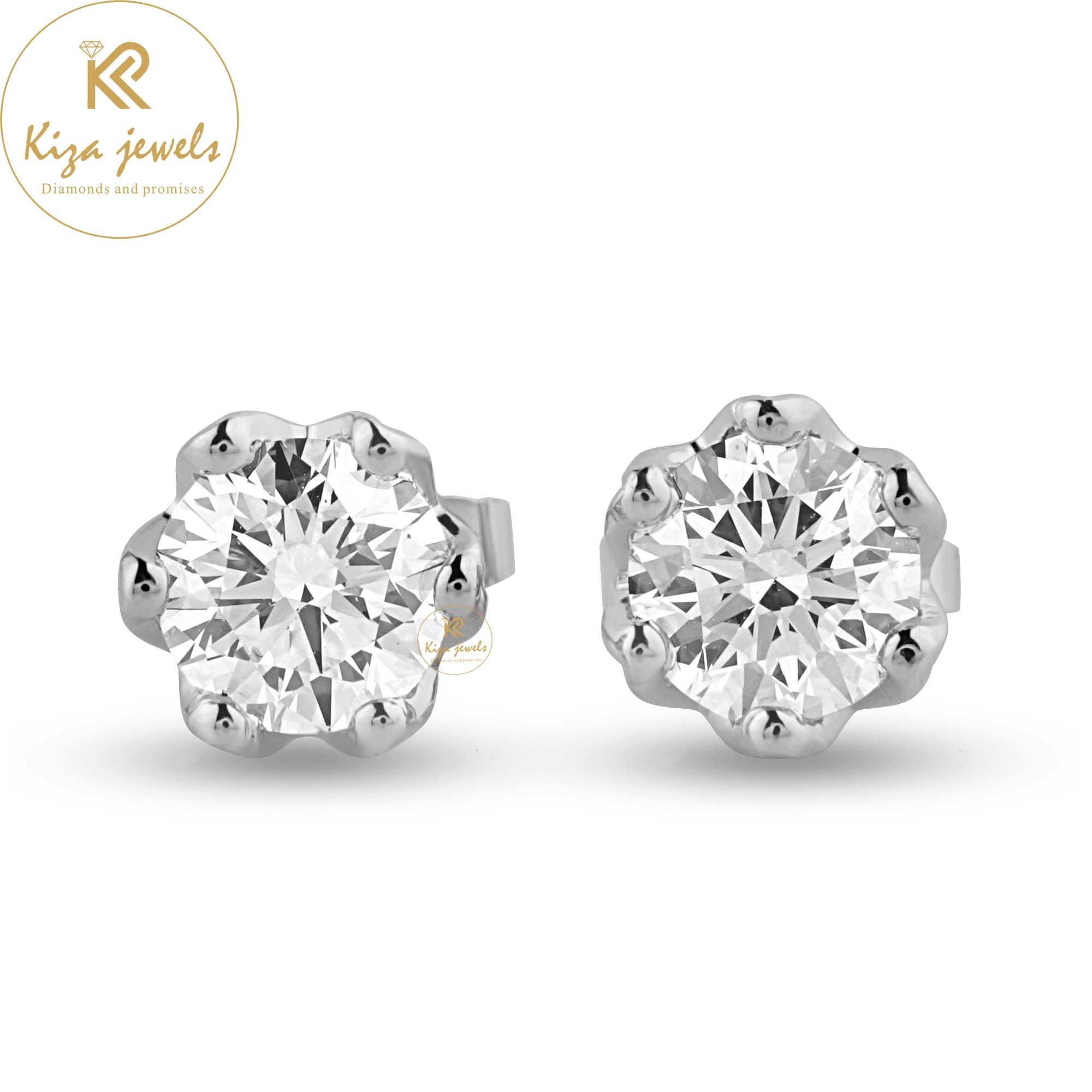 0.88 TDW Round Cut Diamond Stud Earring