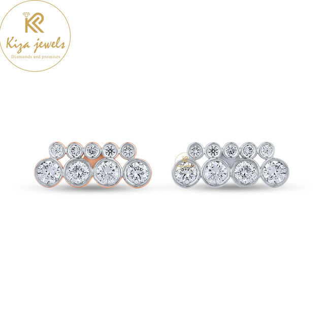 0.94 TDW Round Cut Diamond White/Rose Gold Stud Earring