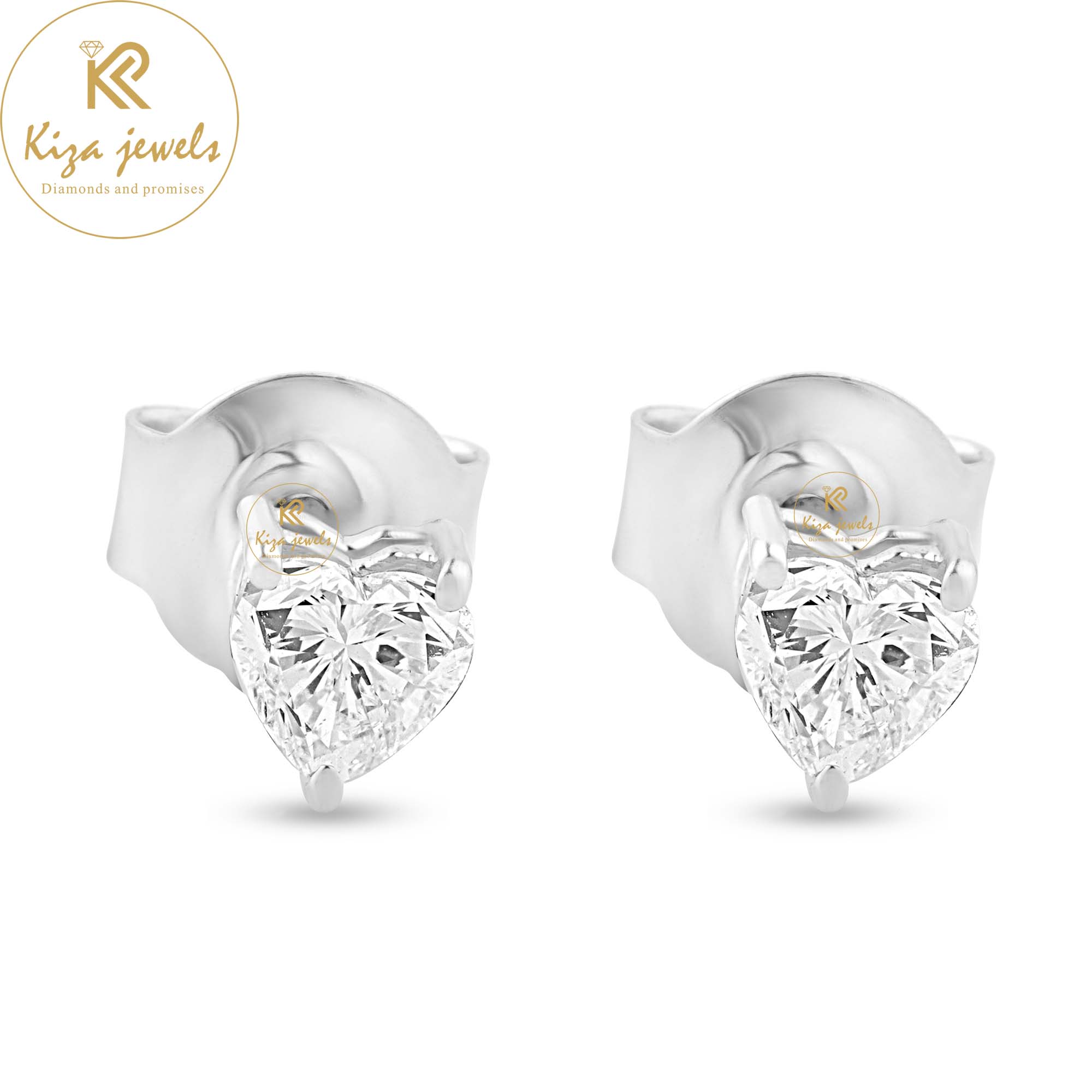 1.00 TDW Heart Cut Diamond Stud Earring