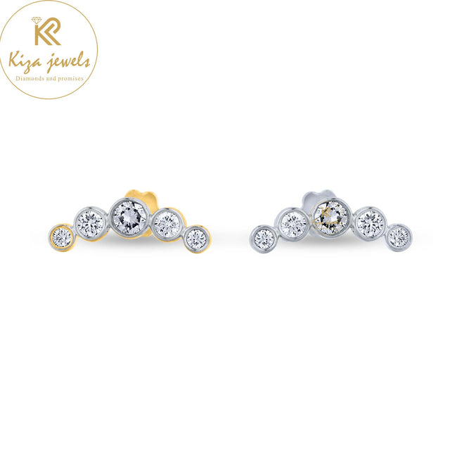 0.29 TDW Round Cut Diamond Yellow/White Gold Stud Earring