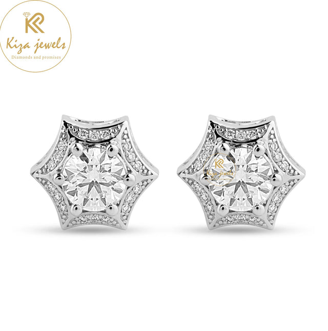 1.57 TDW Round Cut Diamond Stud Earring