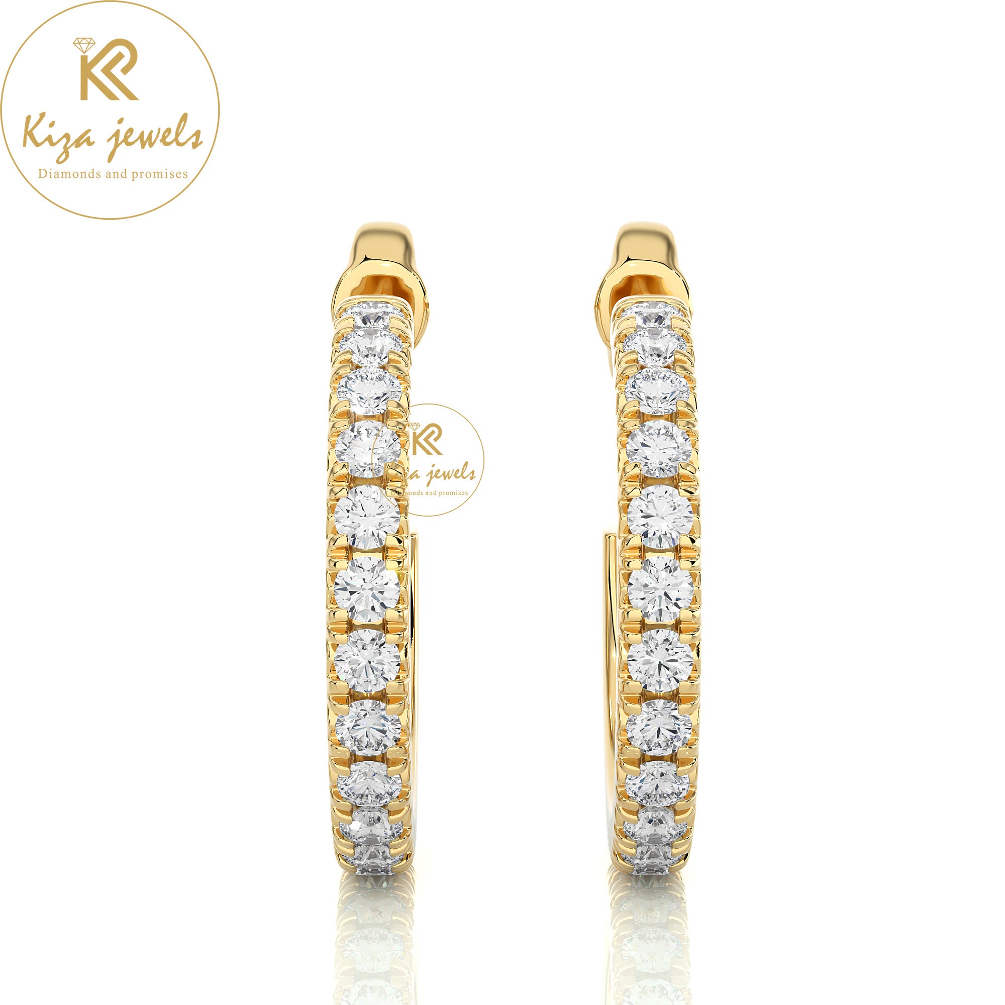 0.70 TDW Round Cut Women's Diamond Hoop Earring