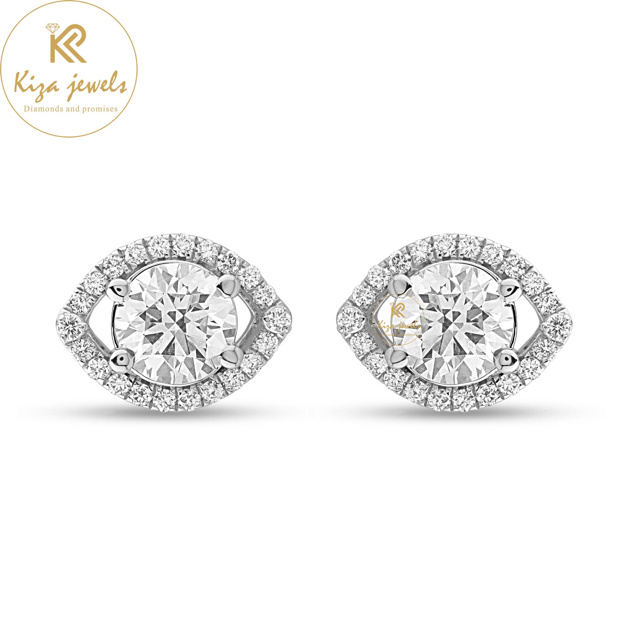 2.543 TDW Round Cut Diamond Stud Earring