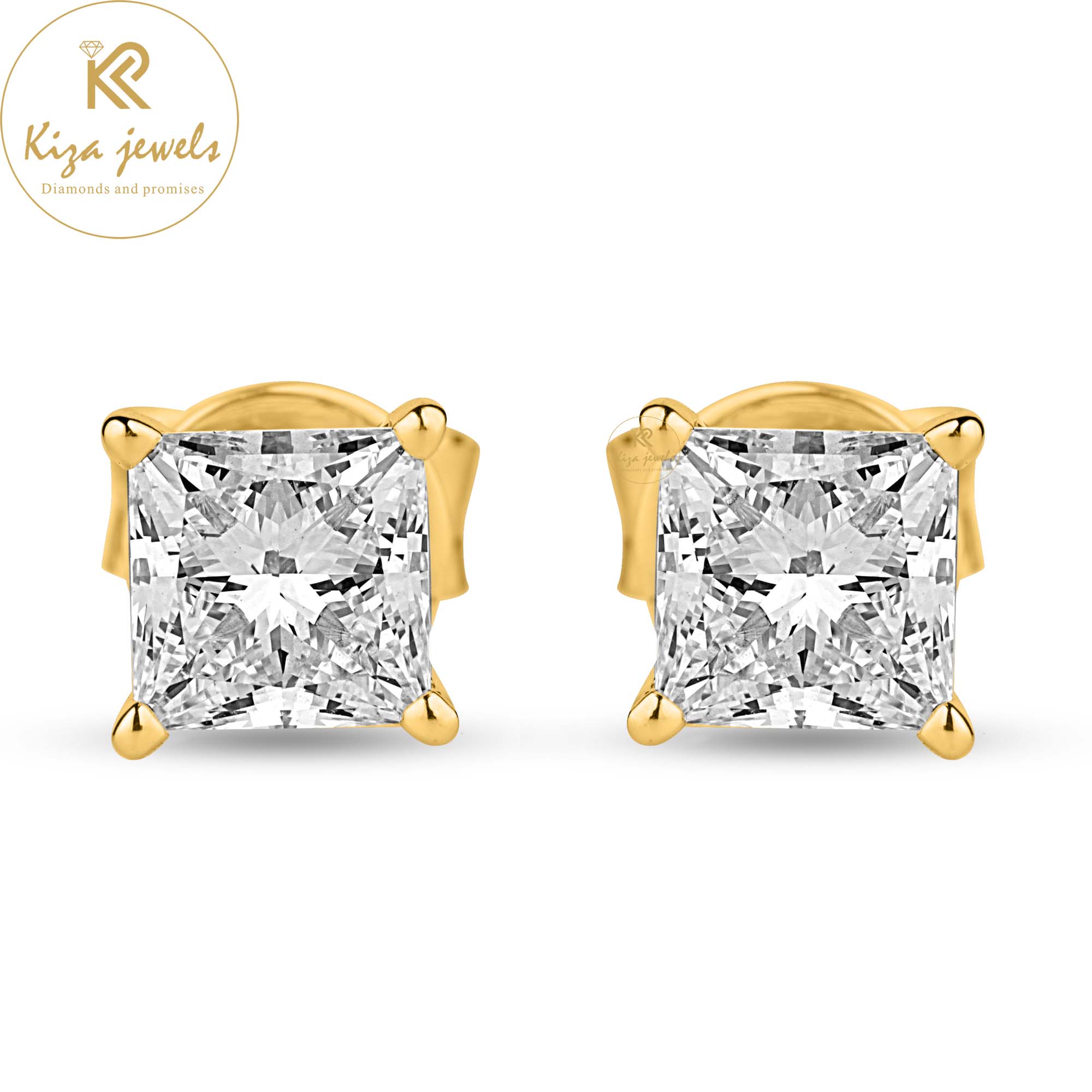 1.35 TDW Princess Cut Diamond Stud Earring