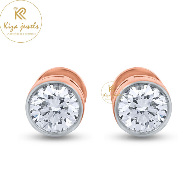 1.08 TDW Round Brilliant Cut Diamond Stud Earring