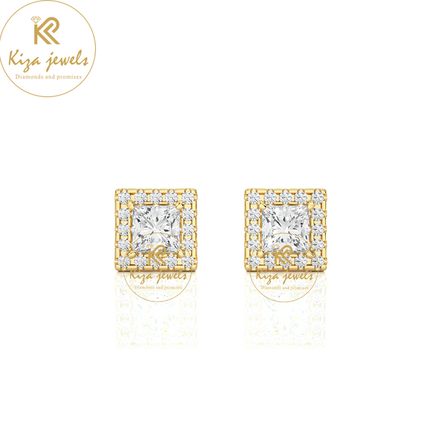 1.54 TDW Round & Princess Cut Diamond Women's Stud Earring