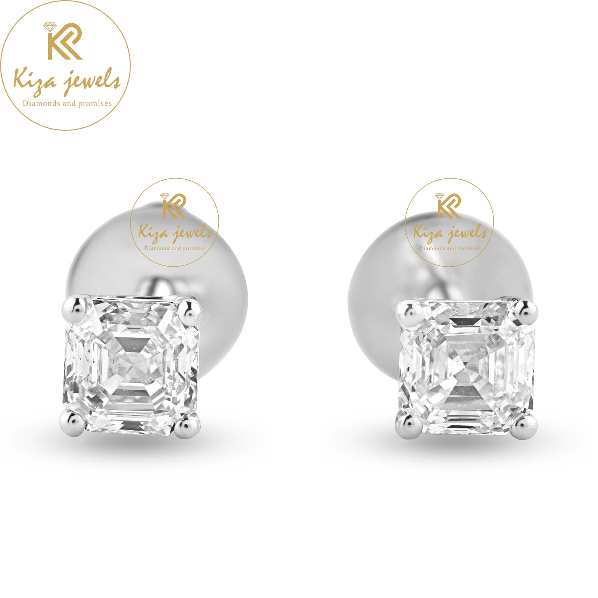 0.72 TDW Asscher Cut Diamond Stud Earring