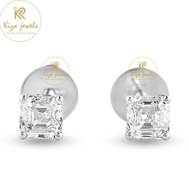 0.72 TDW Asscher Cut Diamond Stud Earring