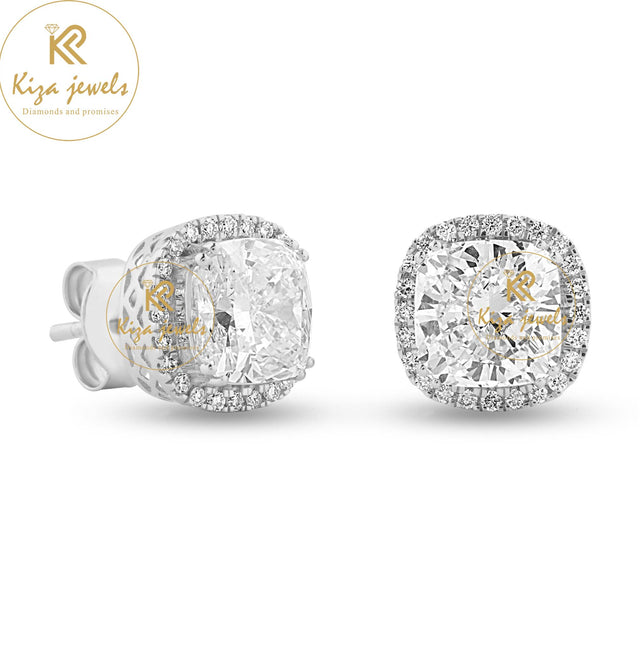 3.21 TDW Cushion & Round Cut Diamond Stud Earring