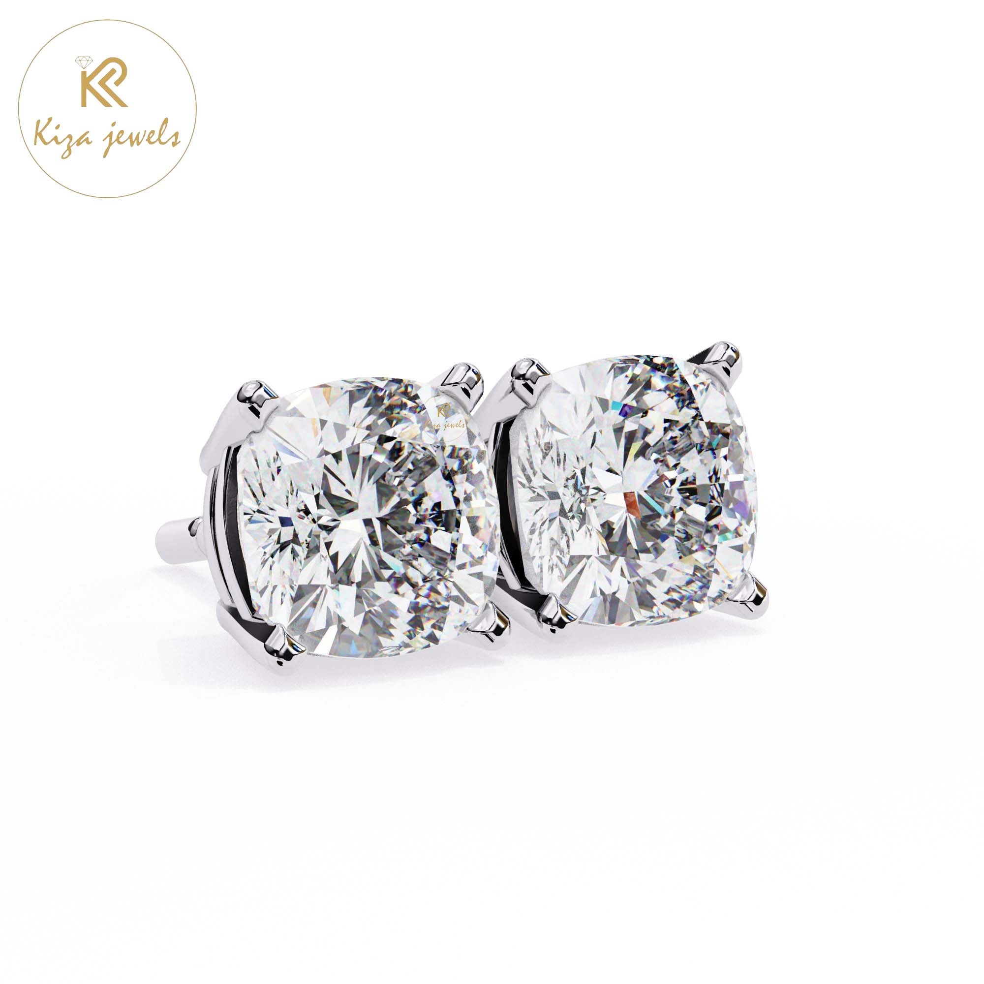 2.33 TDW Cushion Cut Diamond Stud Earring