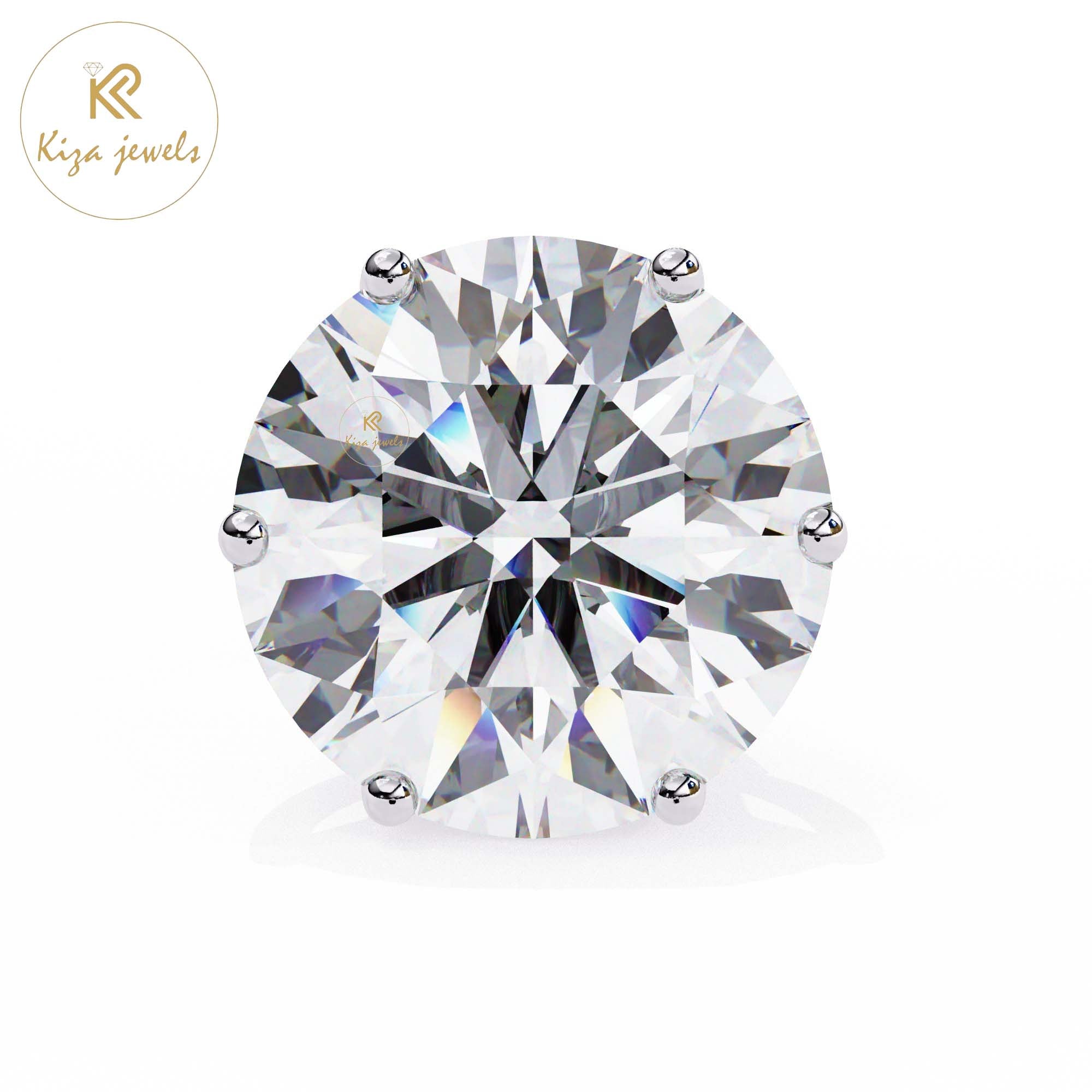 2.57 TDW Round Cut Diamond Stud Earring