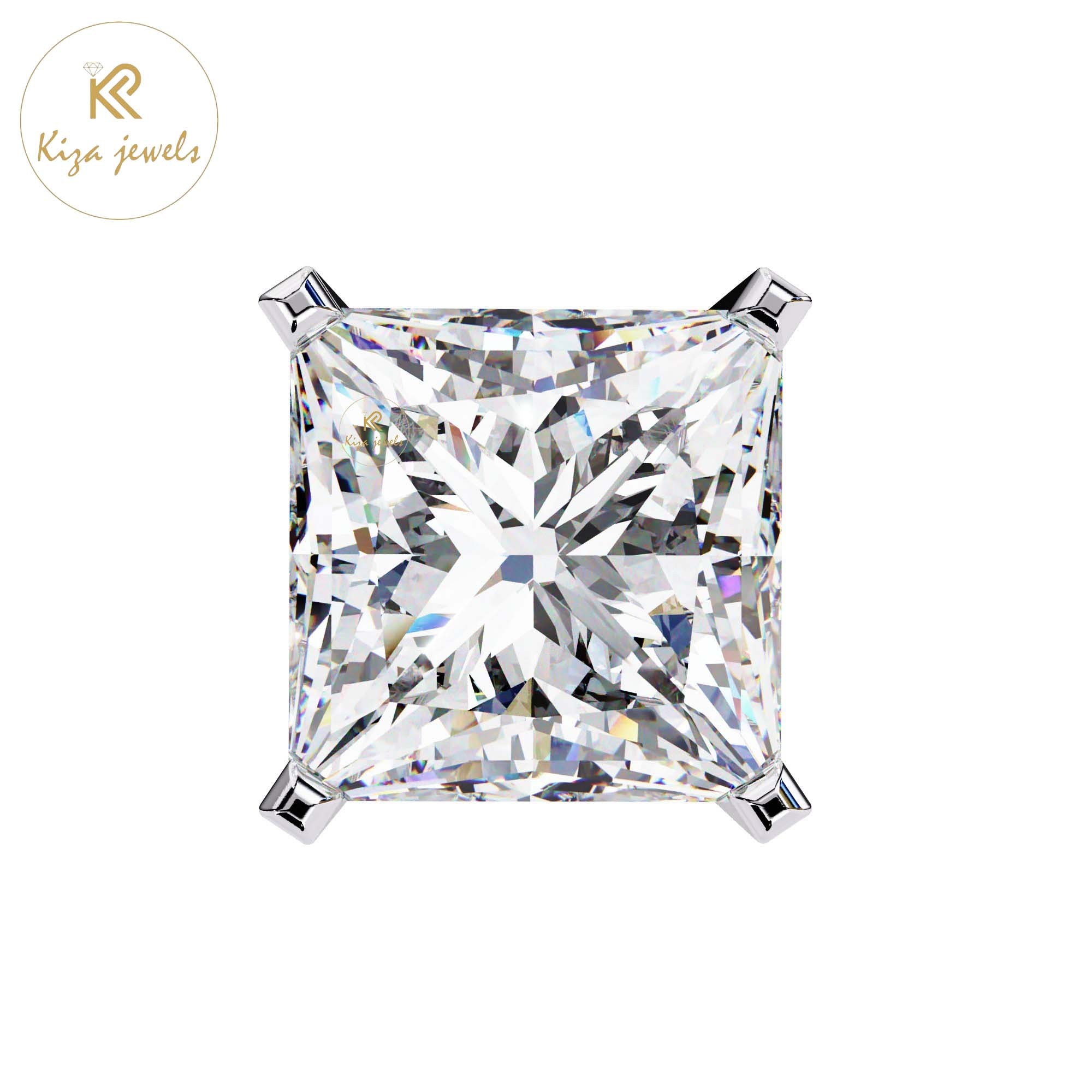 3.04 TDW Princess Cut Diamond Stud Earring