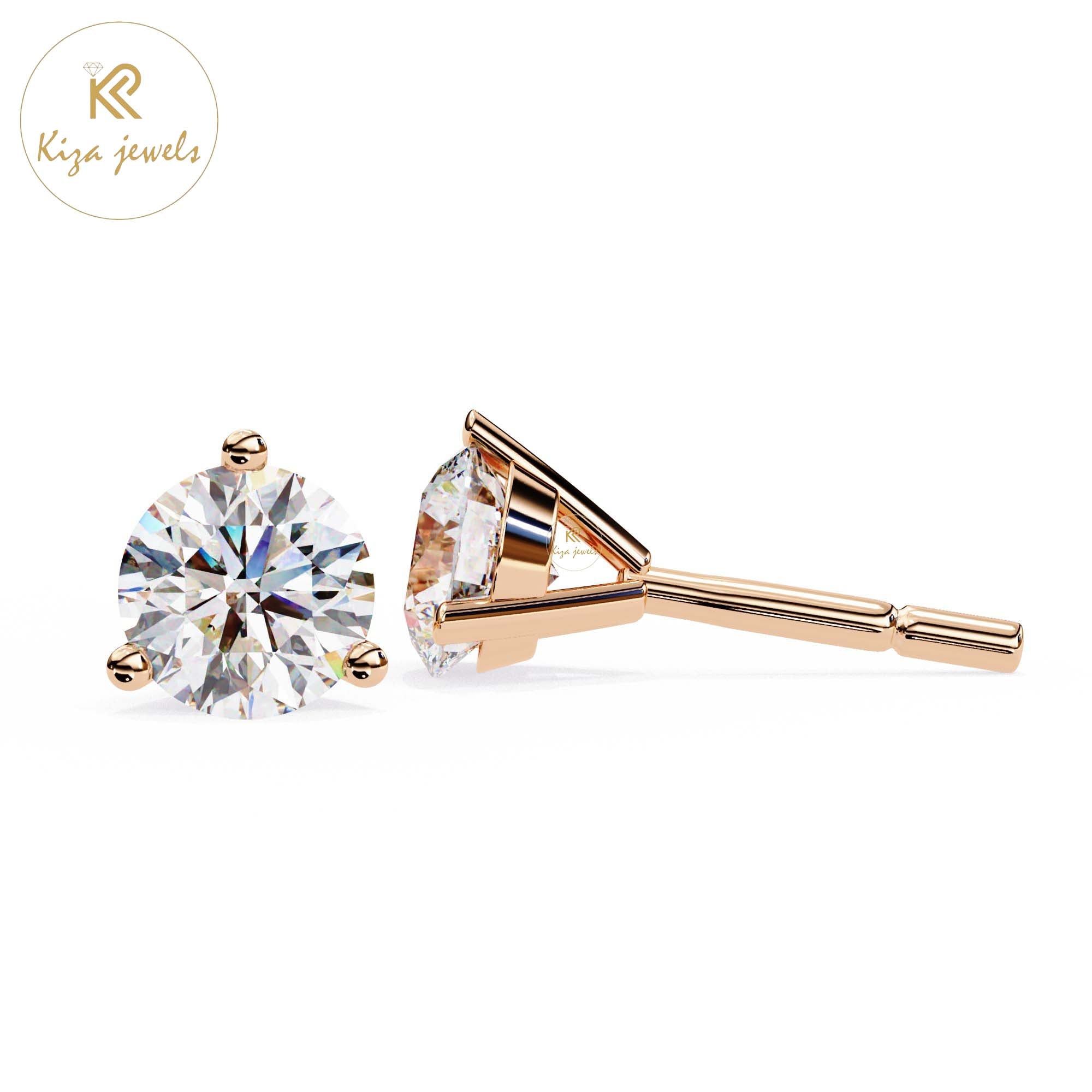 2.57 TDW Round Cut Diamond Stud Earring