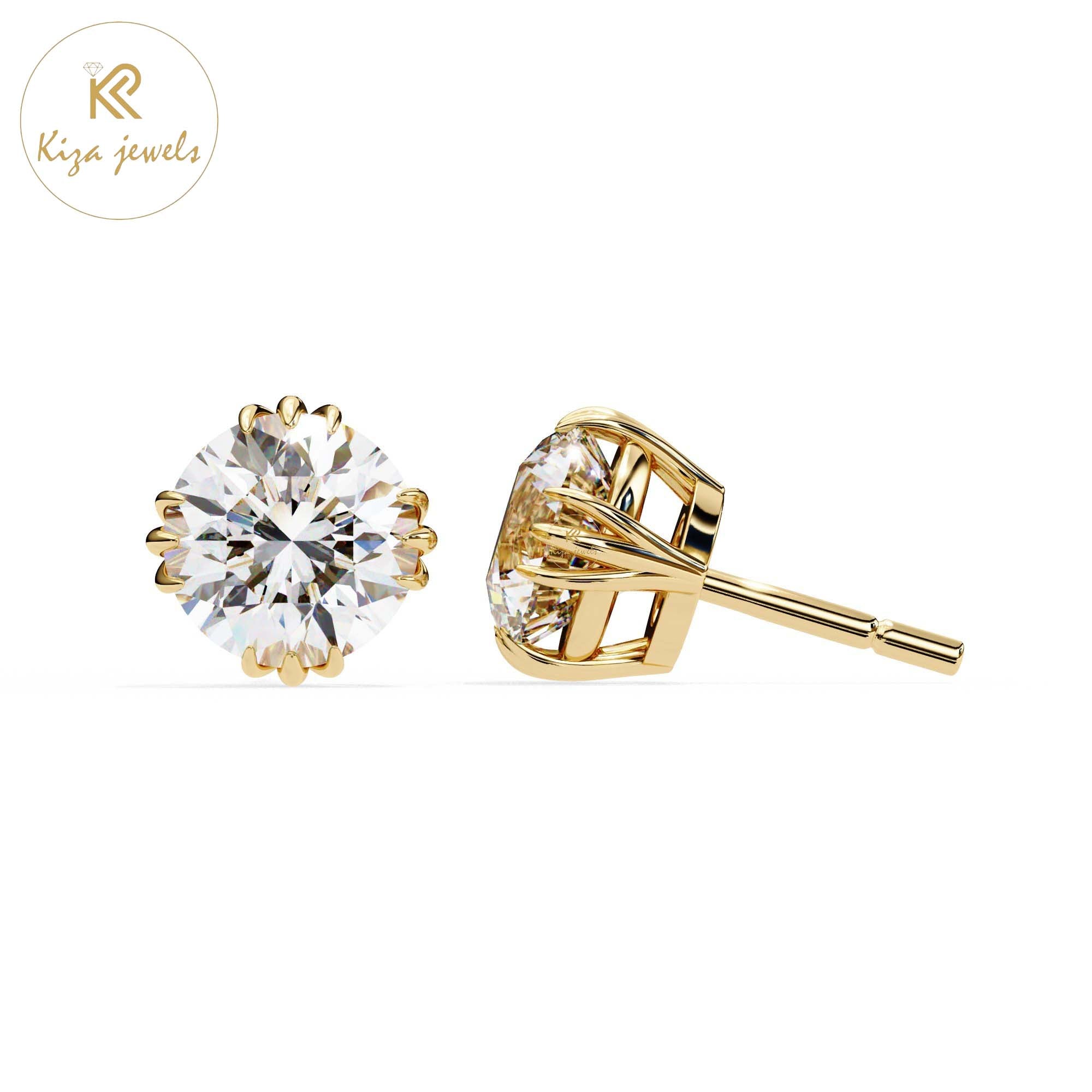 2.80 TDW Round Cut Diamond Stud Earring