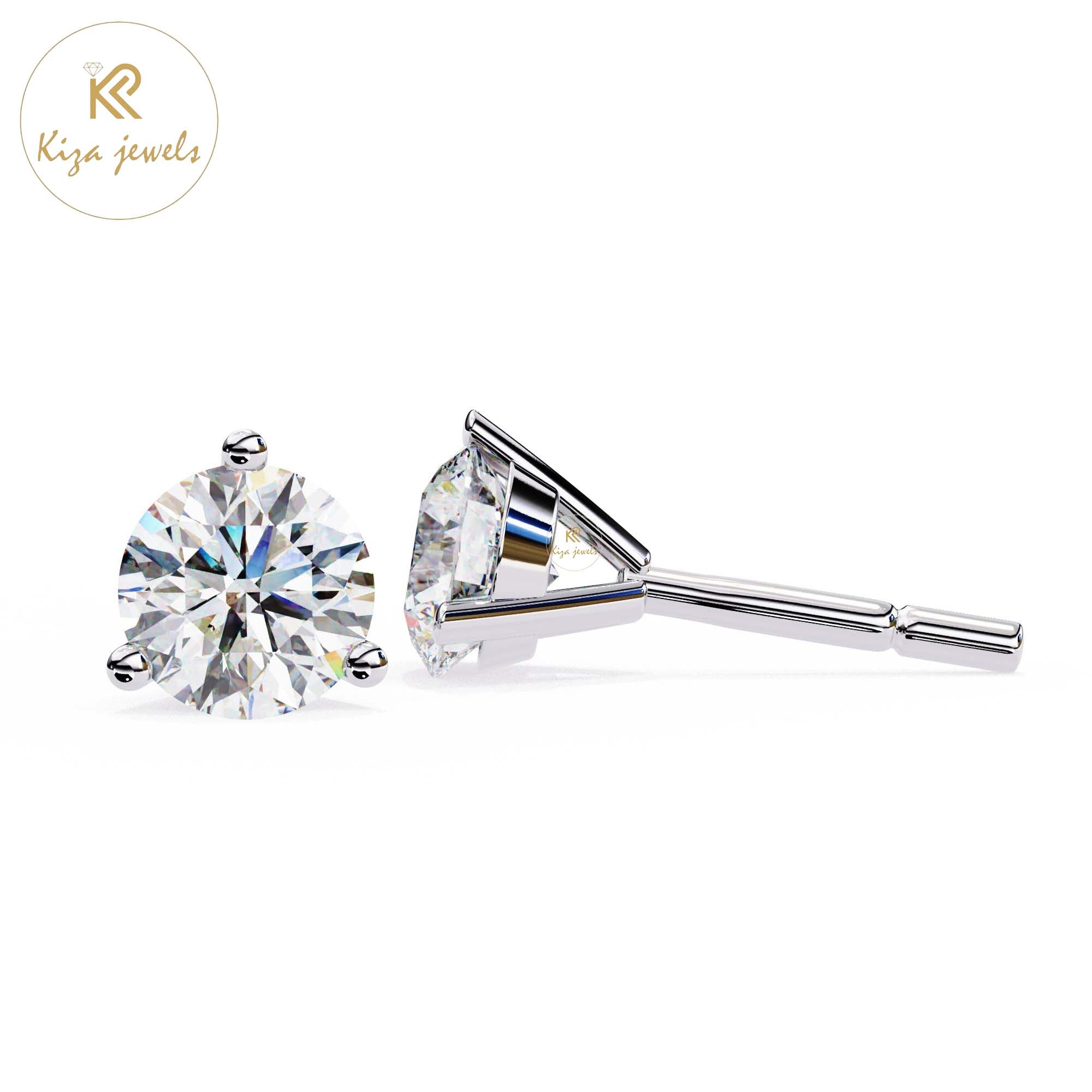 2.57 TDW Round Cut Diamond Stud Earring