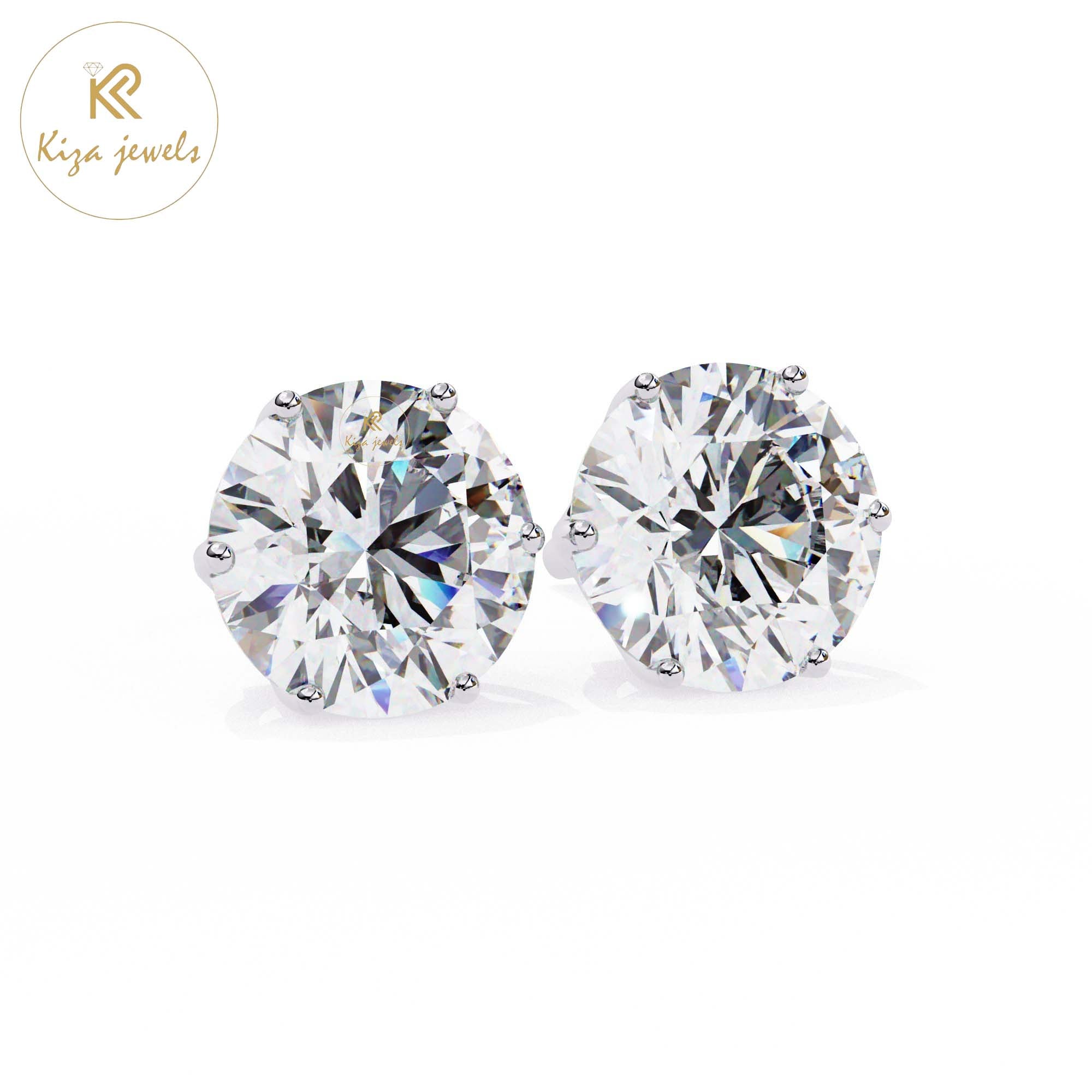 2.57 TDW Round Cut Diamond Stud Earring