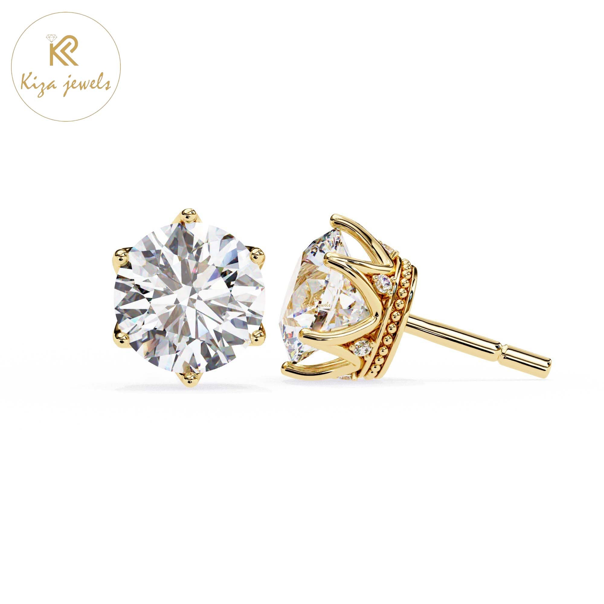 2.62 TDW Round Cut Diamond Stud Earring