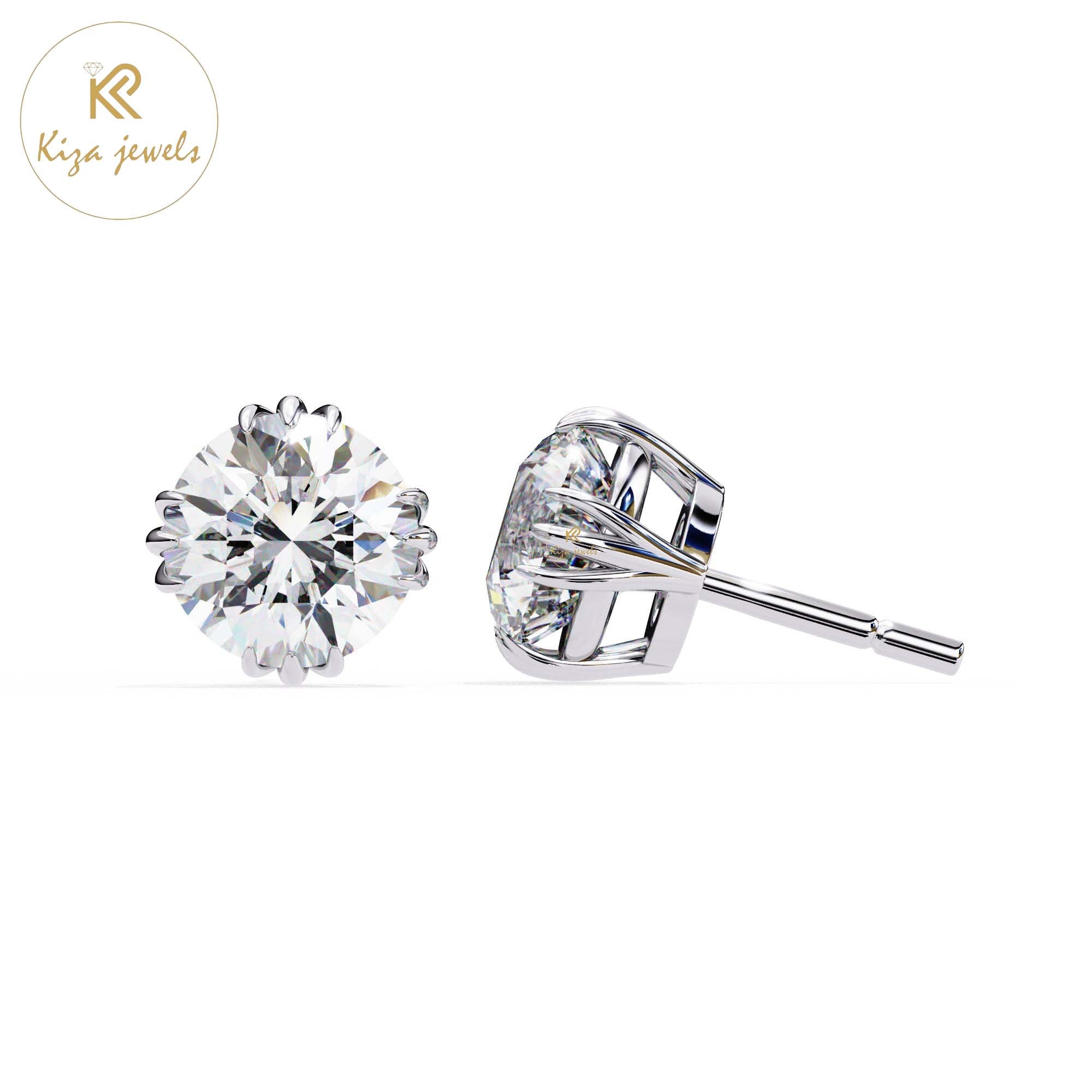 2.80 TDW Round Cut Diamond Stud Earring