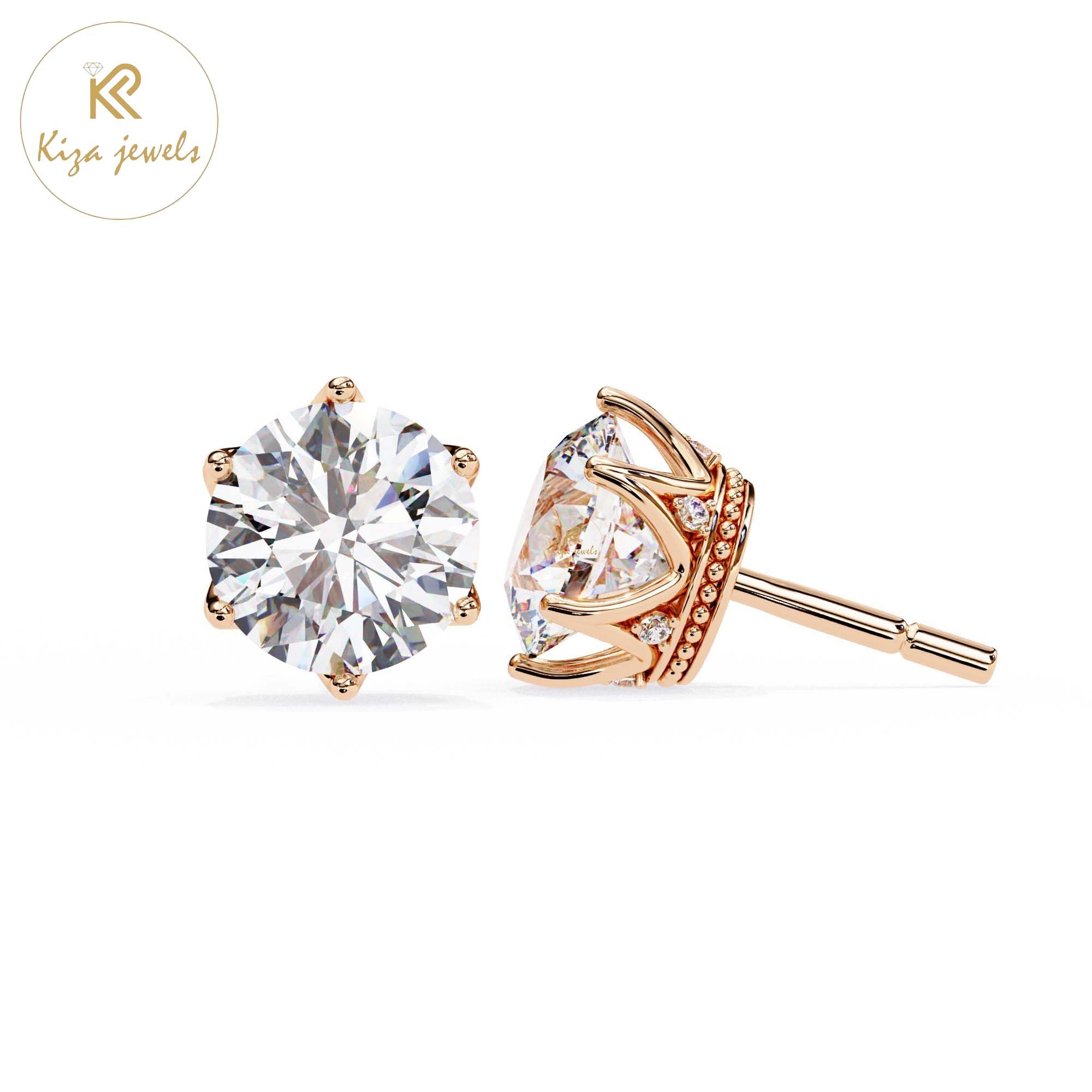 2.62 TDW Round Cut Diamond Stud Earring