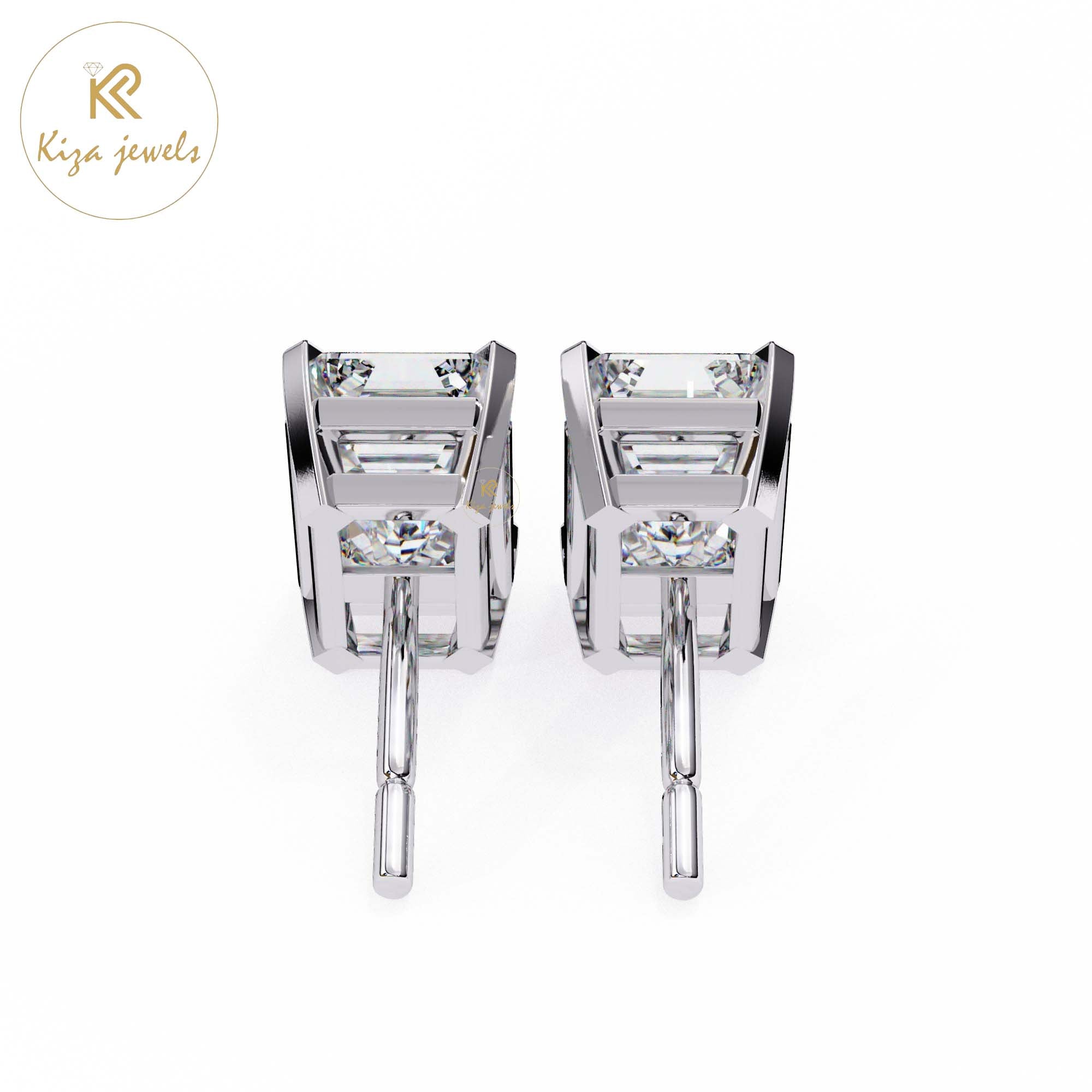 2.39 TDW Emerald Cut Diamond Stud Earring