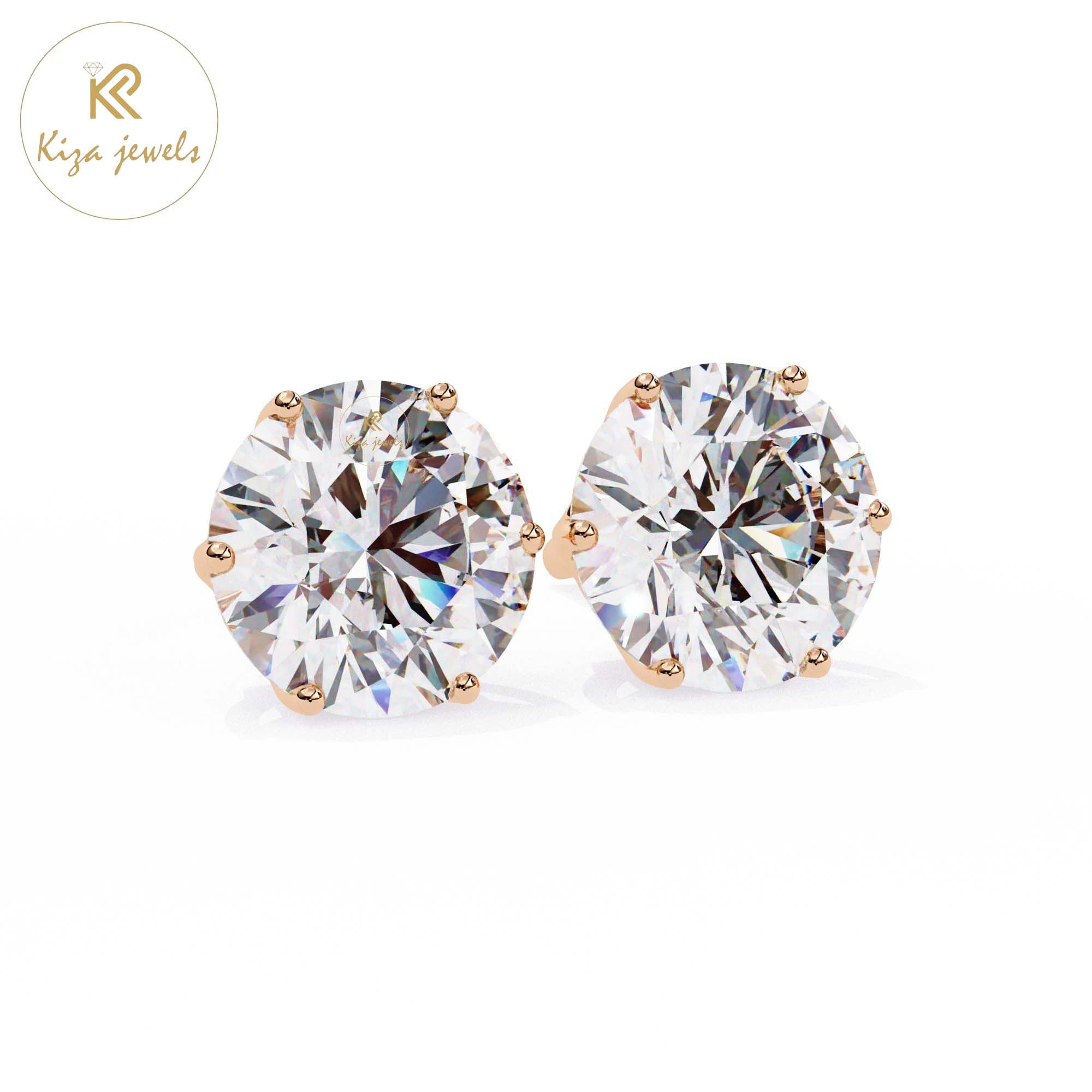 2.57 TDW Round Cut Diamond Stud Earring