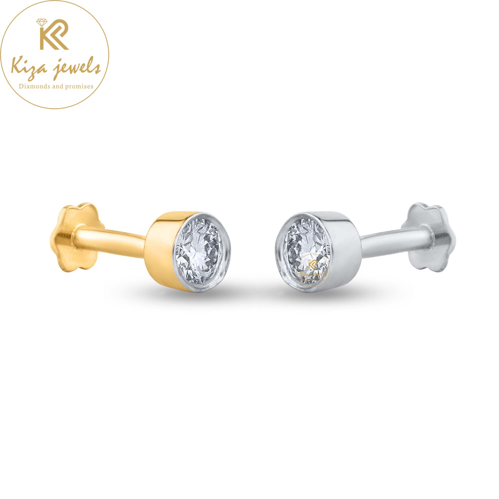 0.77 TDW Round Cut Diamond Yellow/White Gold Stud Earring