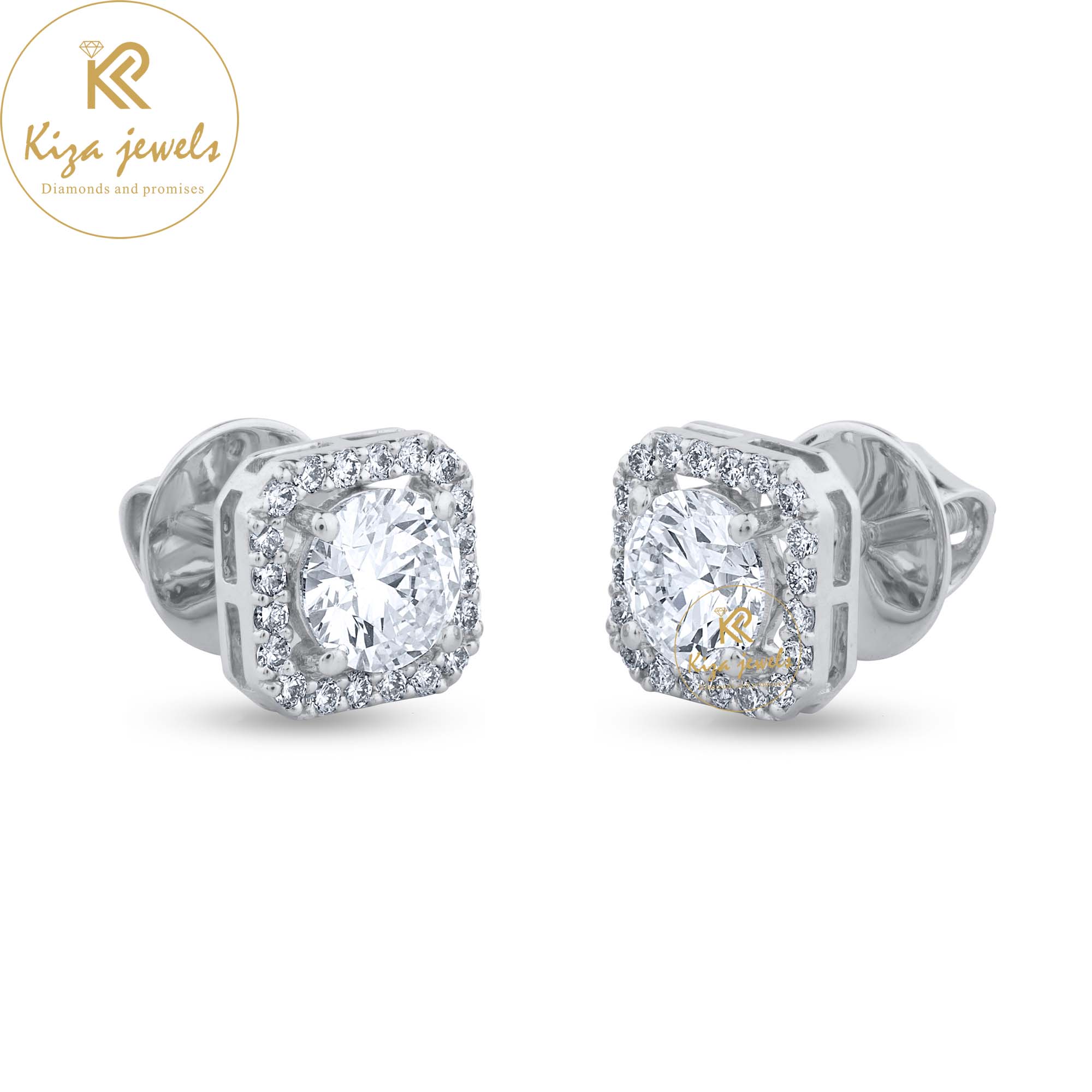 1.28 TDW Round Brilliant Cut Diamond Stud Earring