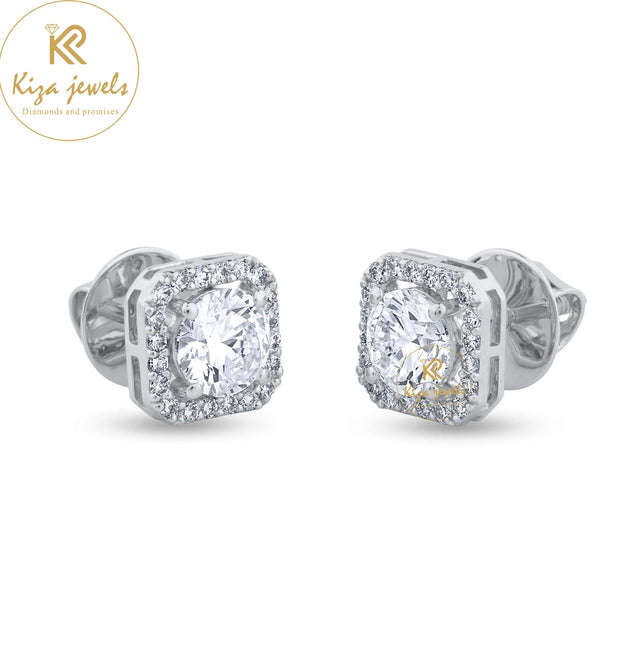 1.28 TDW Round Brilliant Cut Diamond Stud Earring