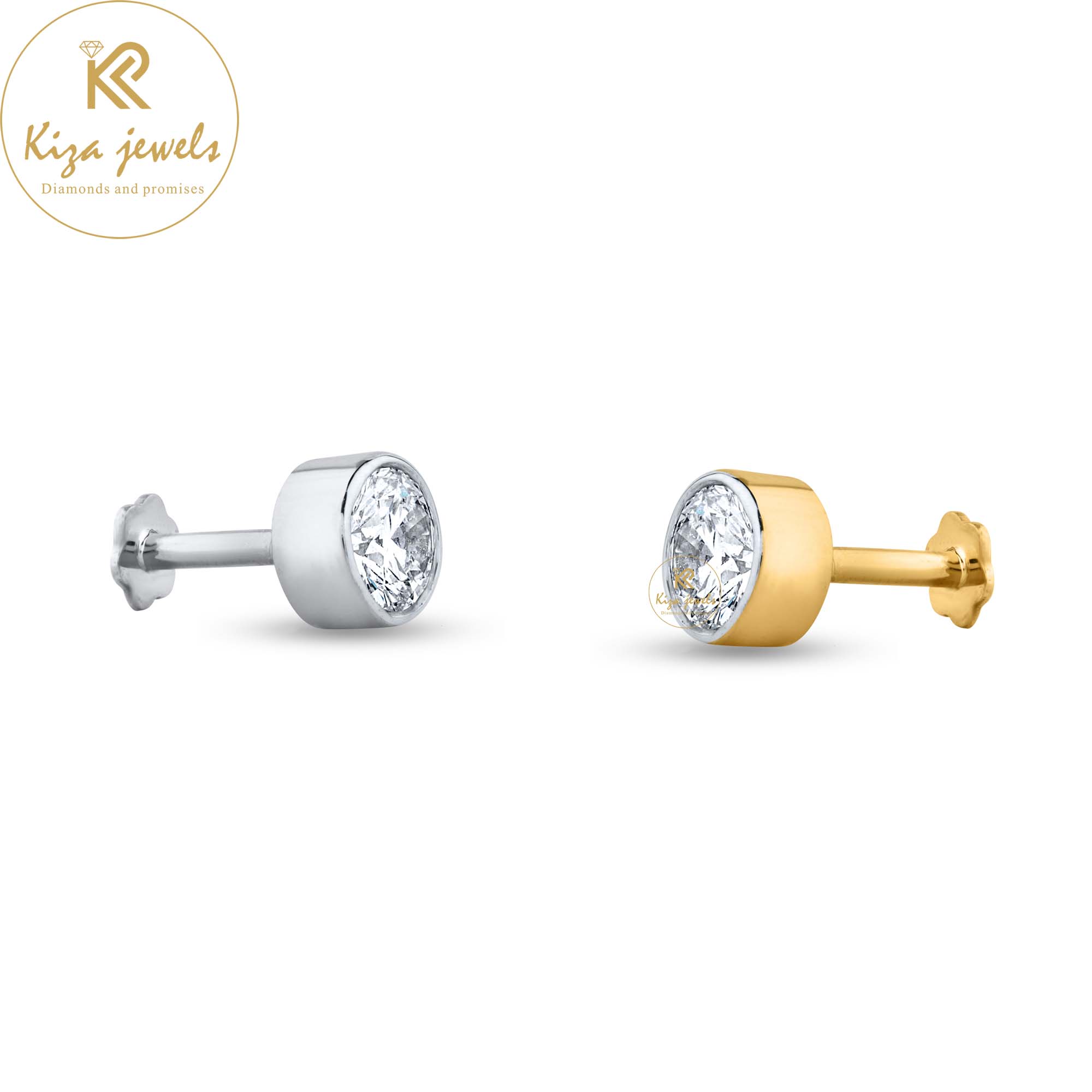 0.32 TDW Round Cut Diamond Yellow/White Gold Stud Earring